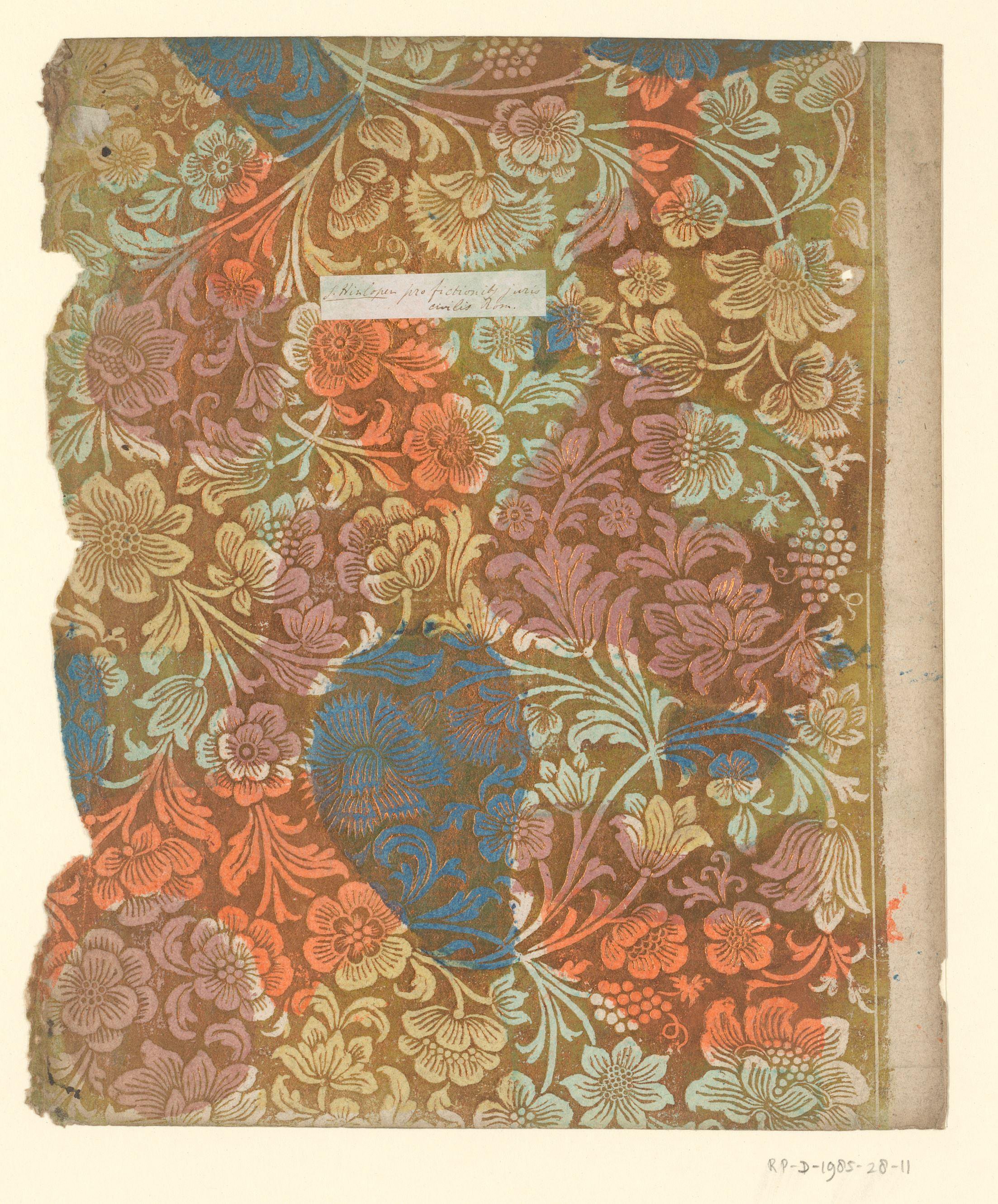 Blad met bloemen en vruchten