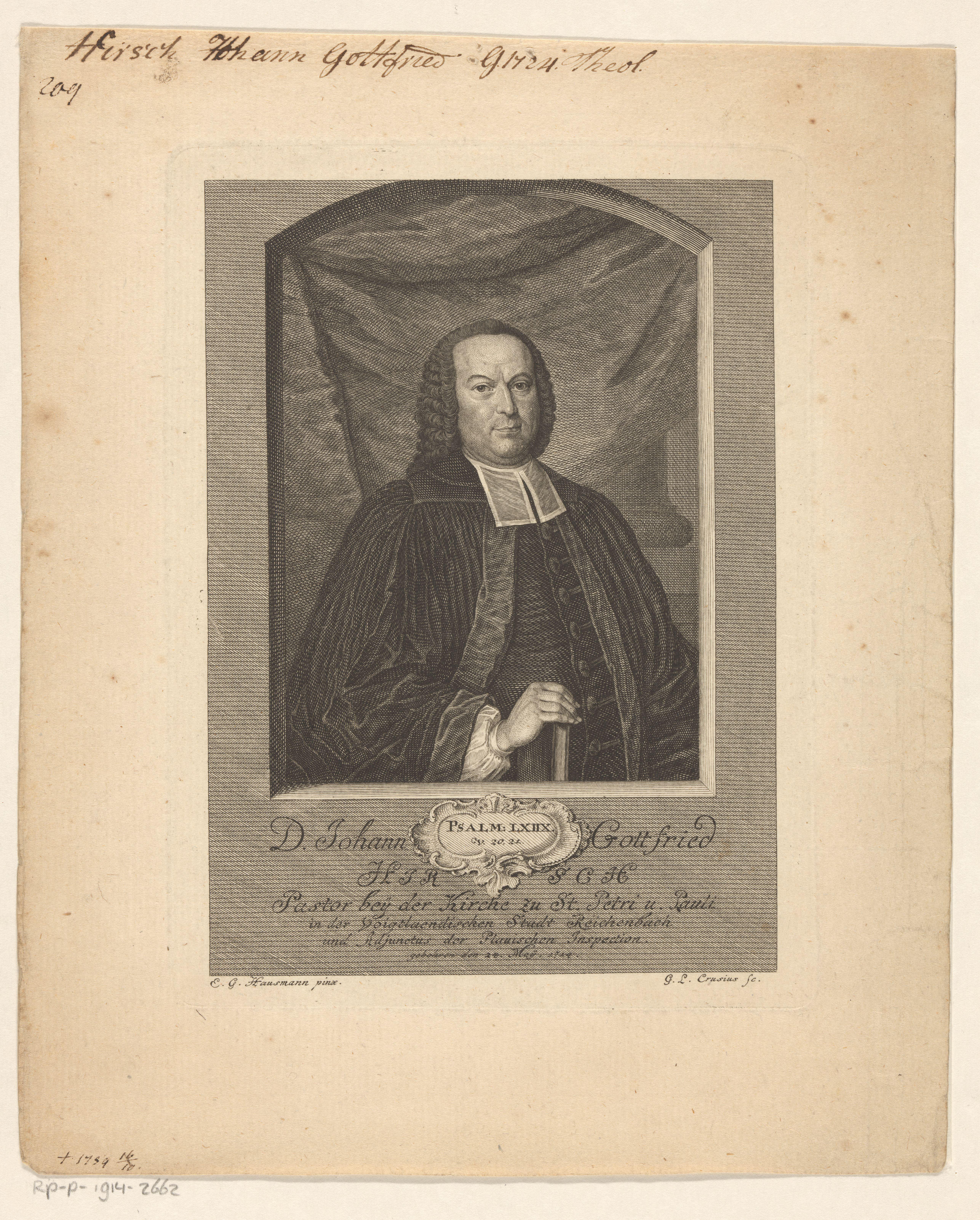 Portret van Johann Gottfried Hirsch