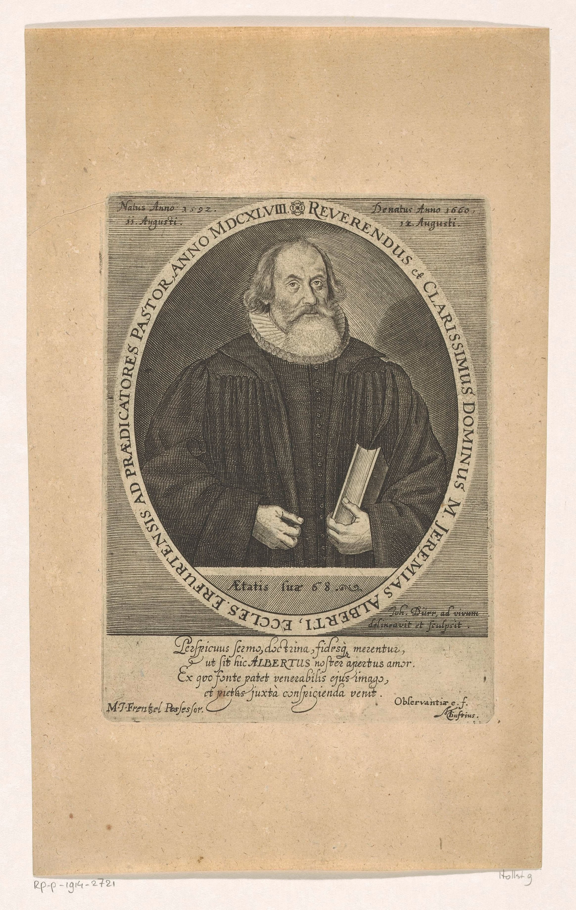Portret van Jeremias Alberti op 56-jarige leeftijd