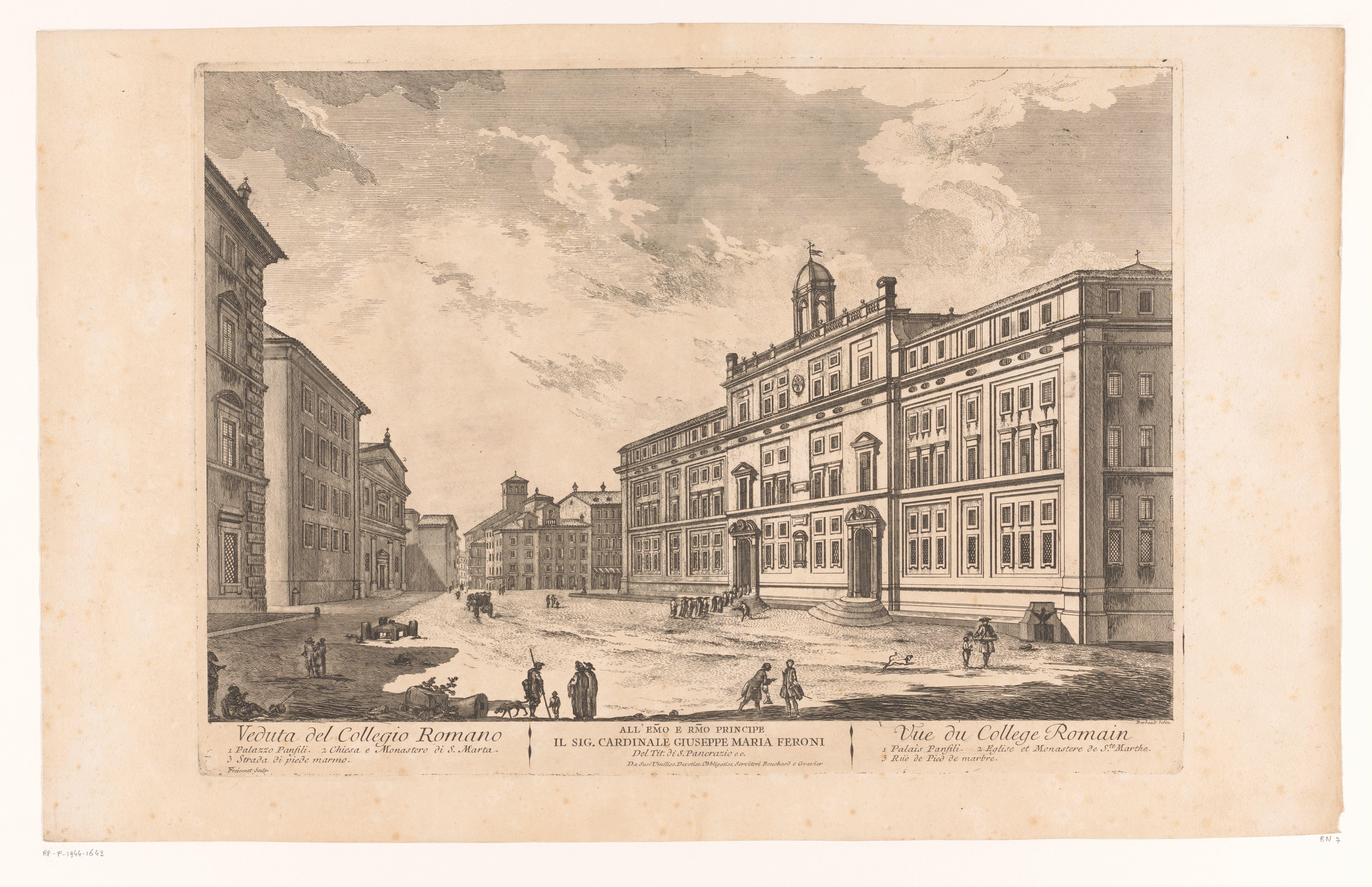 Gezicht op het Collegio Romano te Rome