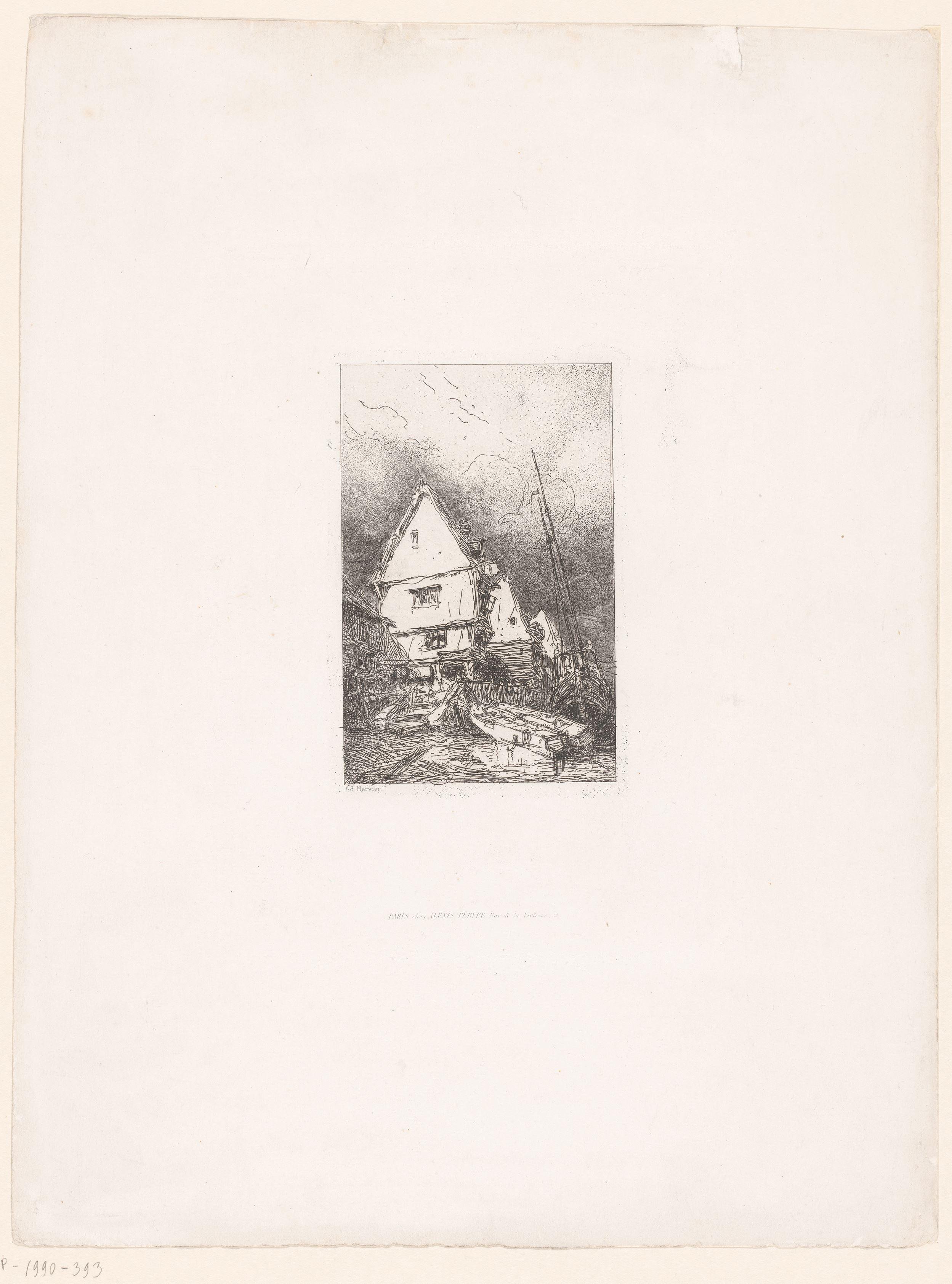 Huizen aan de kust met boten