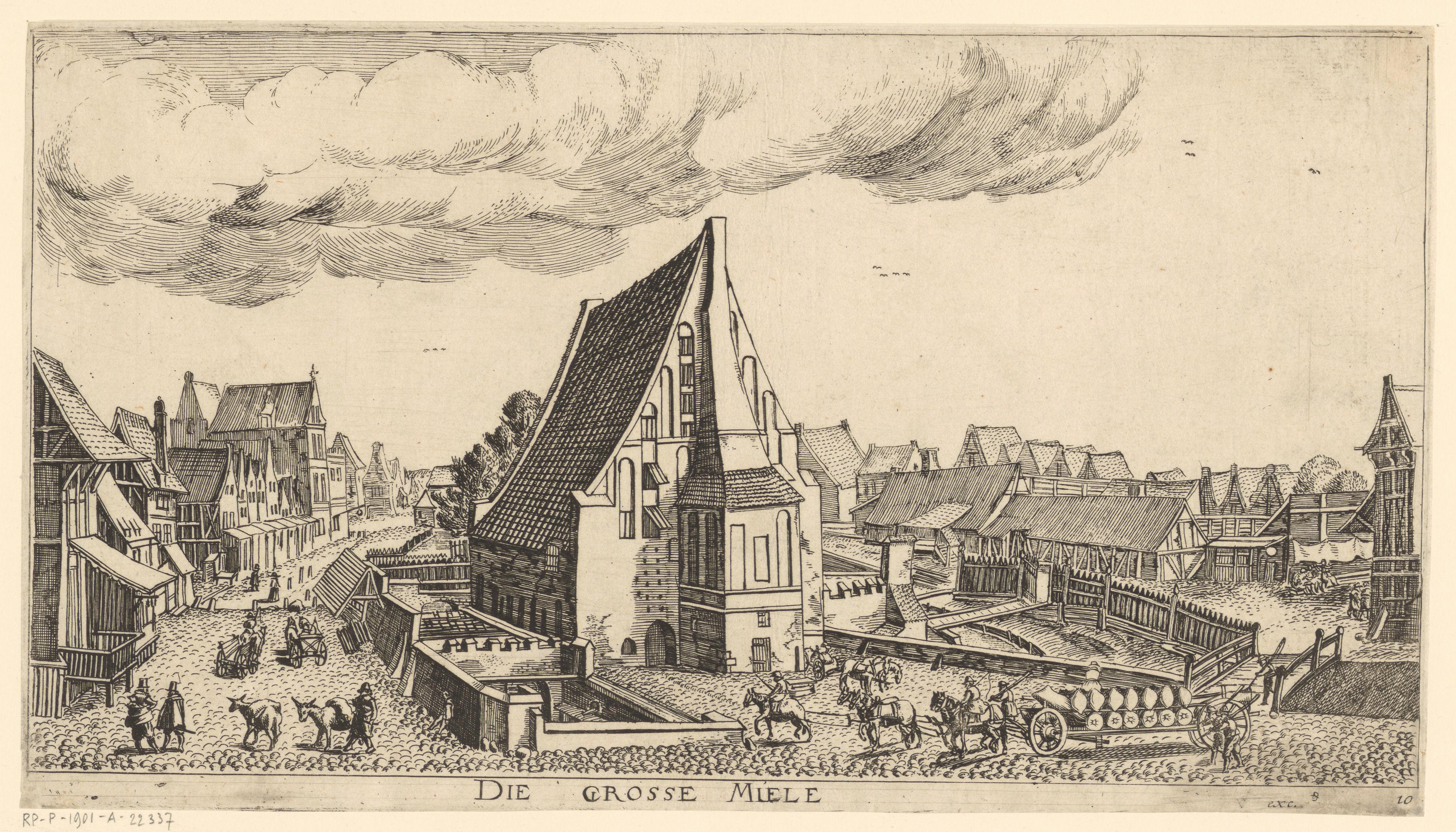 Gezicht op de Grote Molen in Danzig