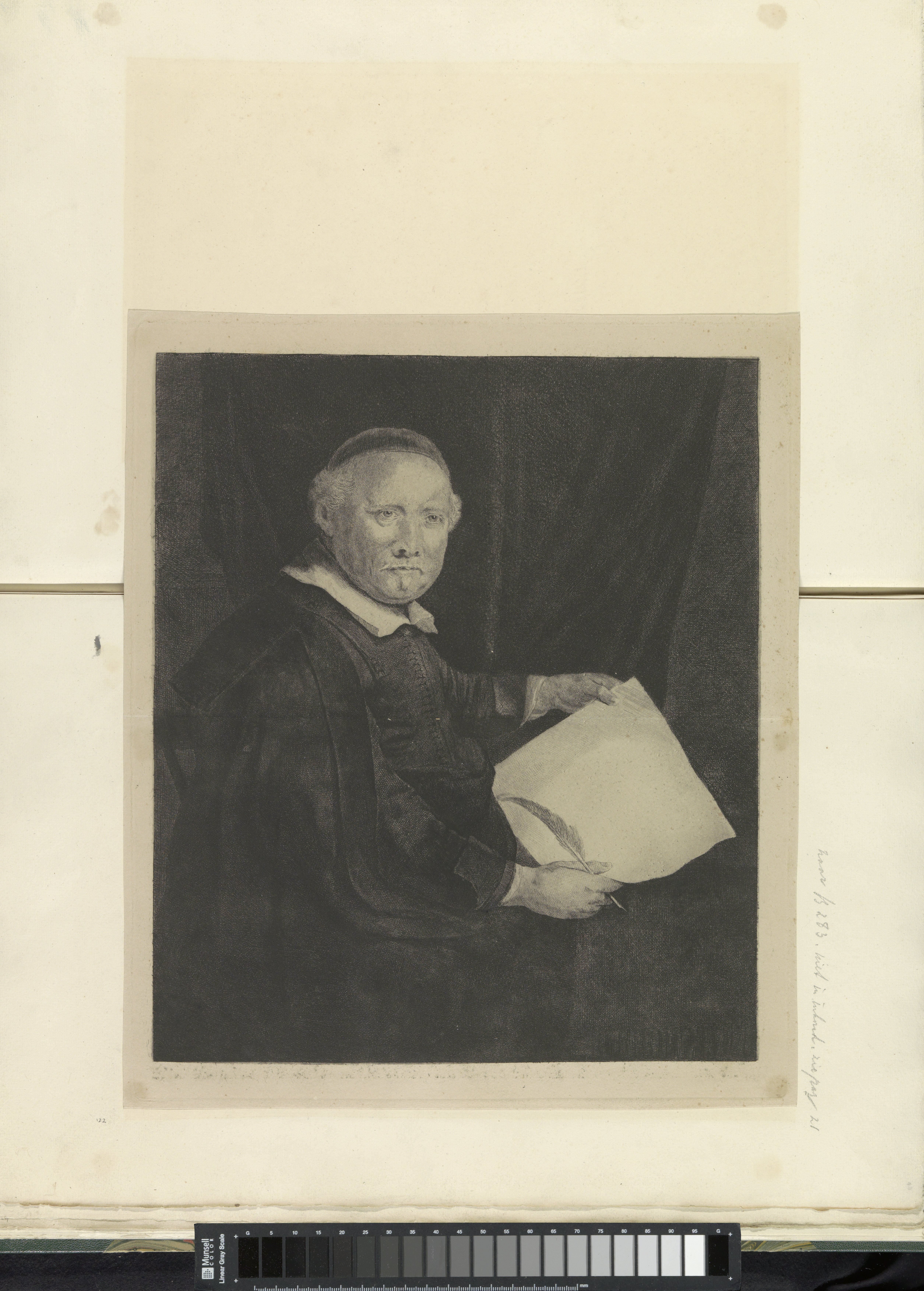 Portret van schrijfmeester Lieven Willemsz. van Coppenol: grote plaat