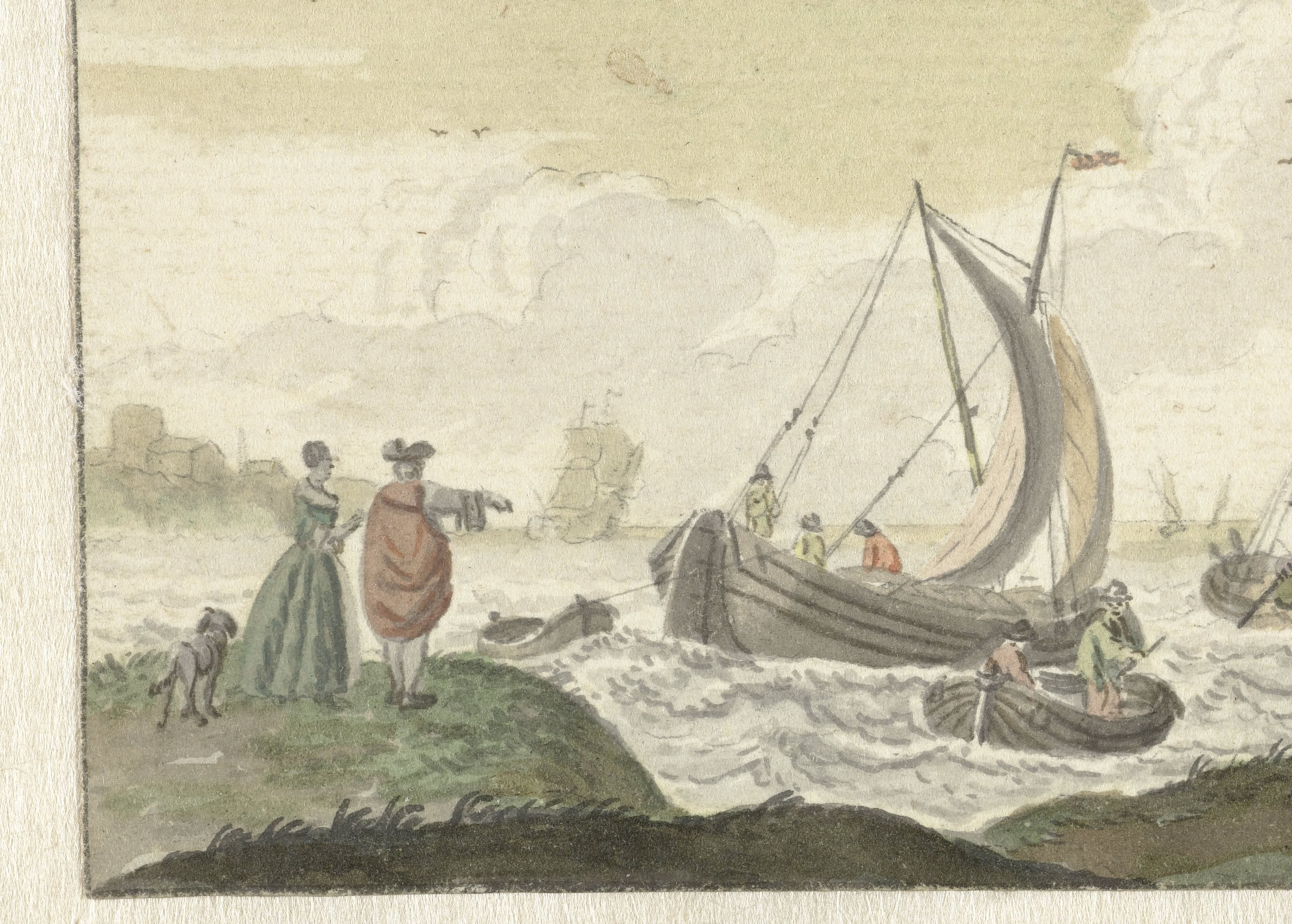 Schepen op een winderige rivier