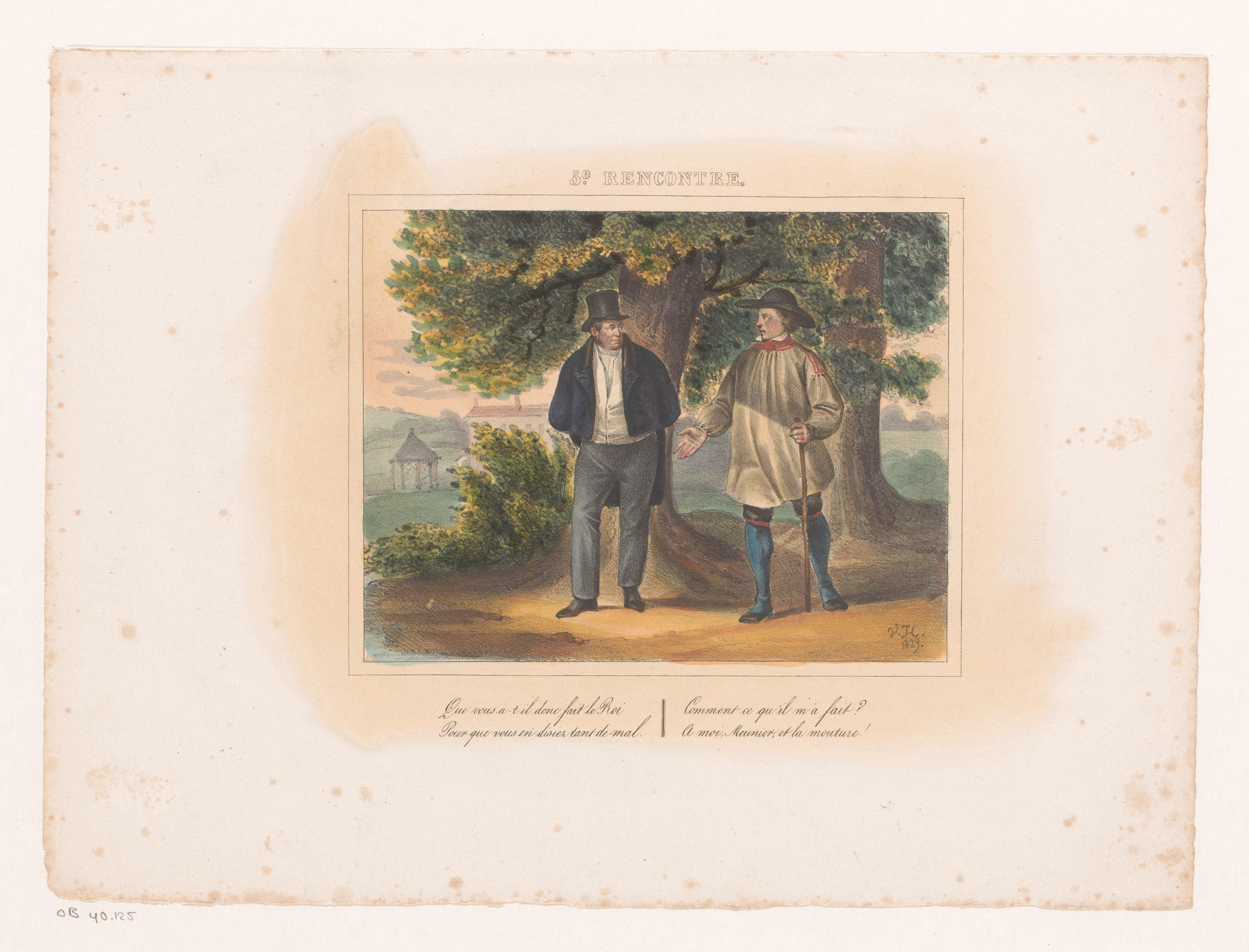 Koning Willem I sprekend met een molenaar, 1829