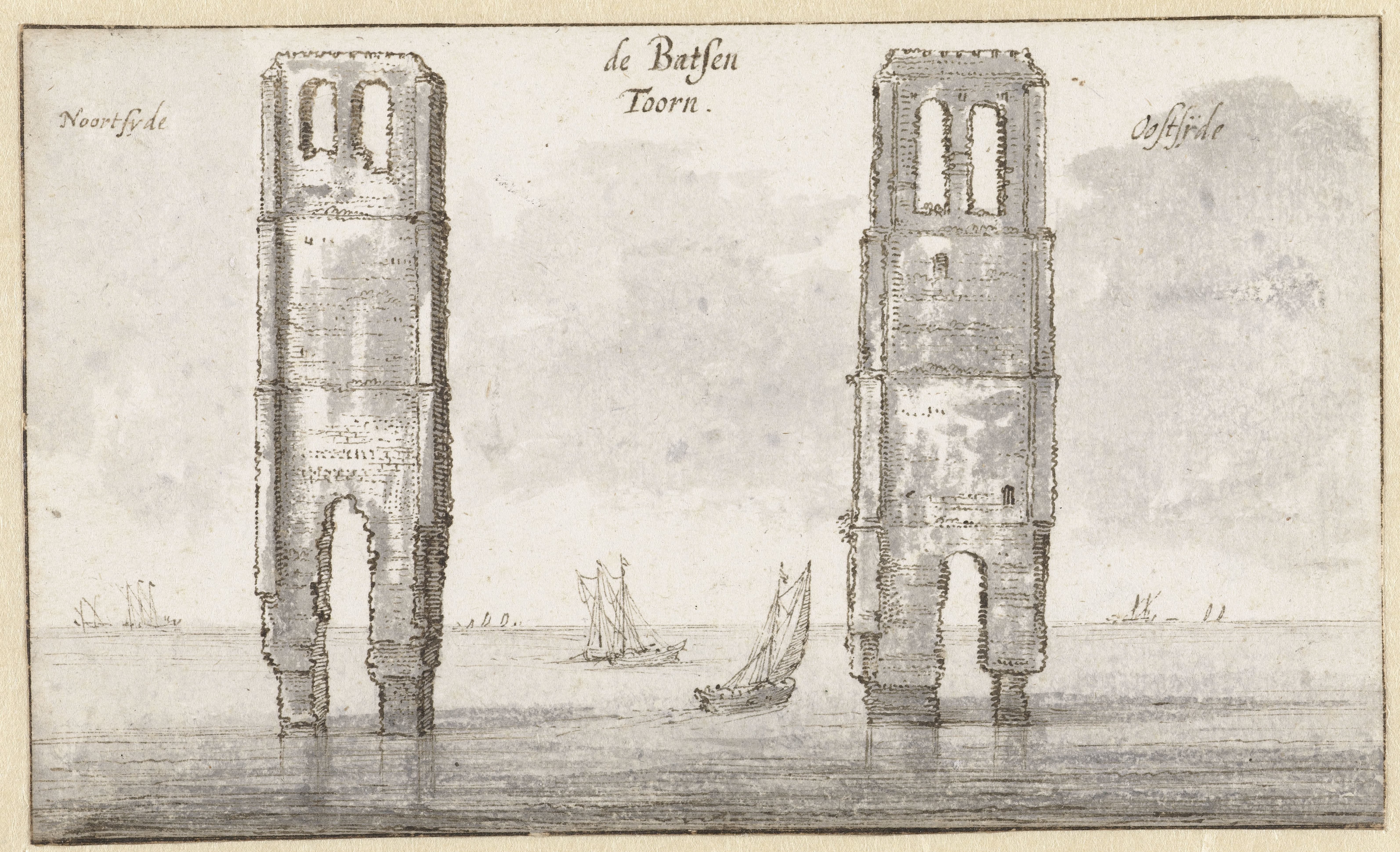 De bouwvallen van de toren van Bath in Zeeland