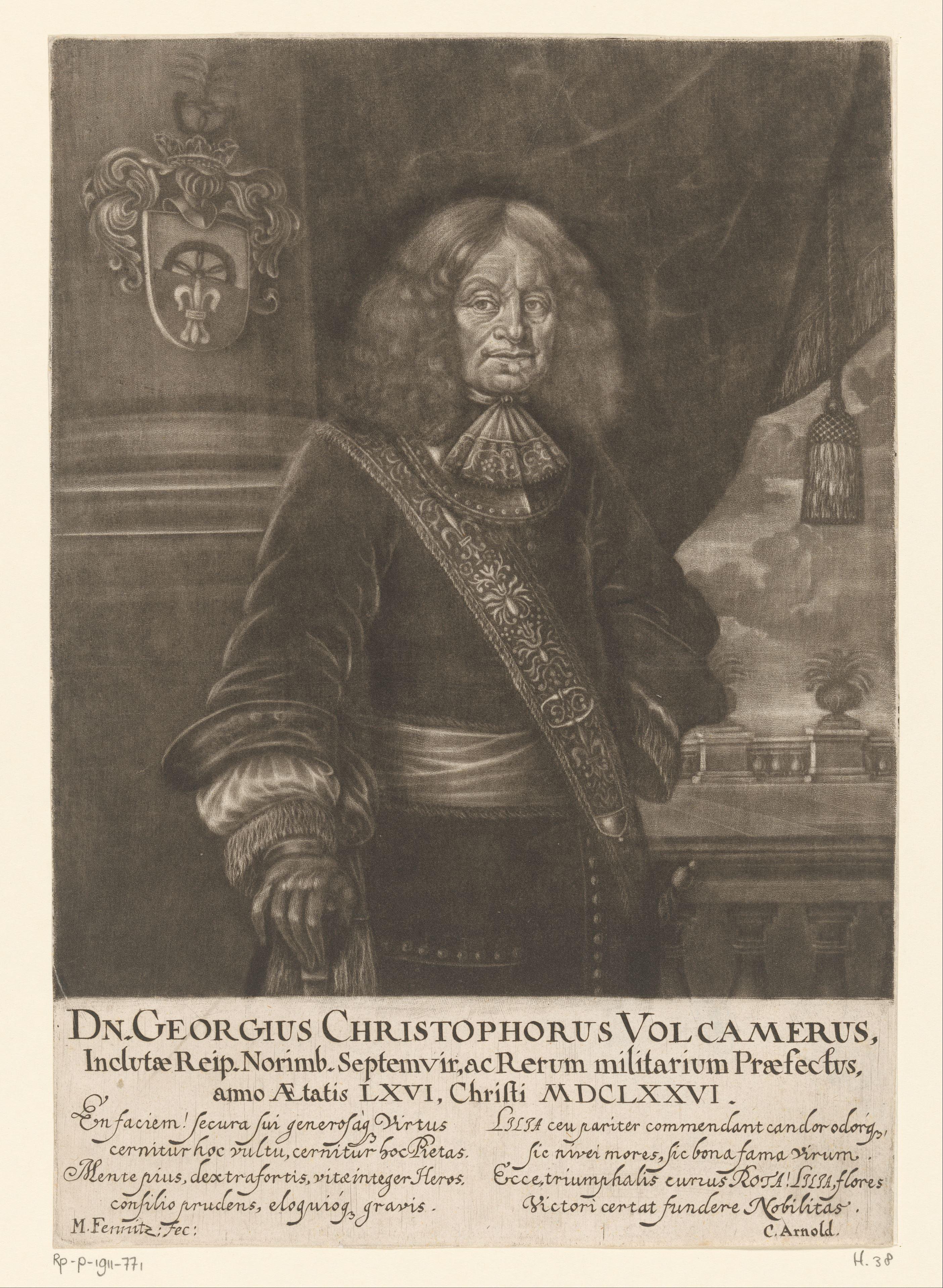 Portret van Georg Christoph Volckamer op 66-jarige leeftijd