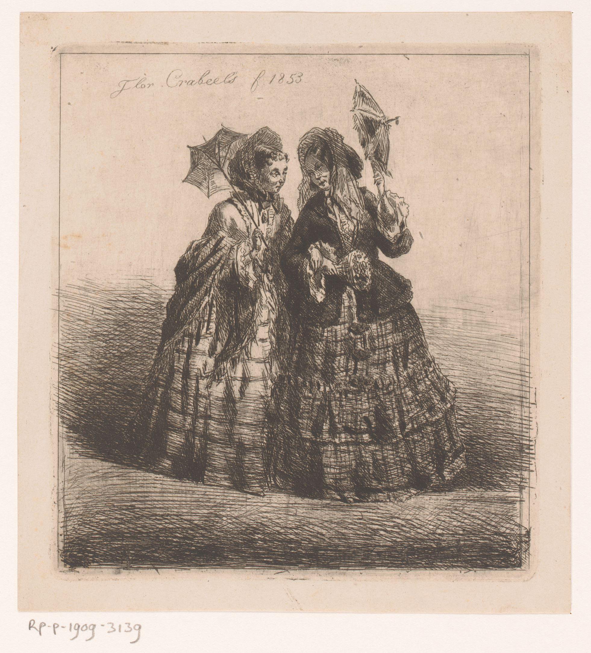 Twee vrouwen met parasol