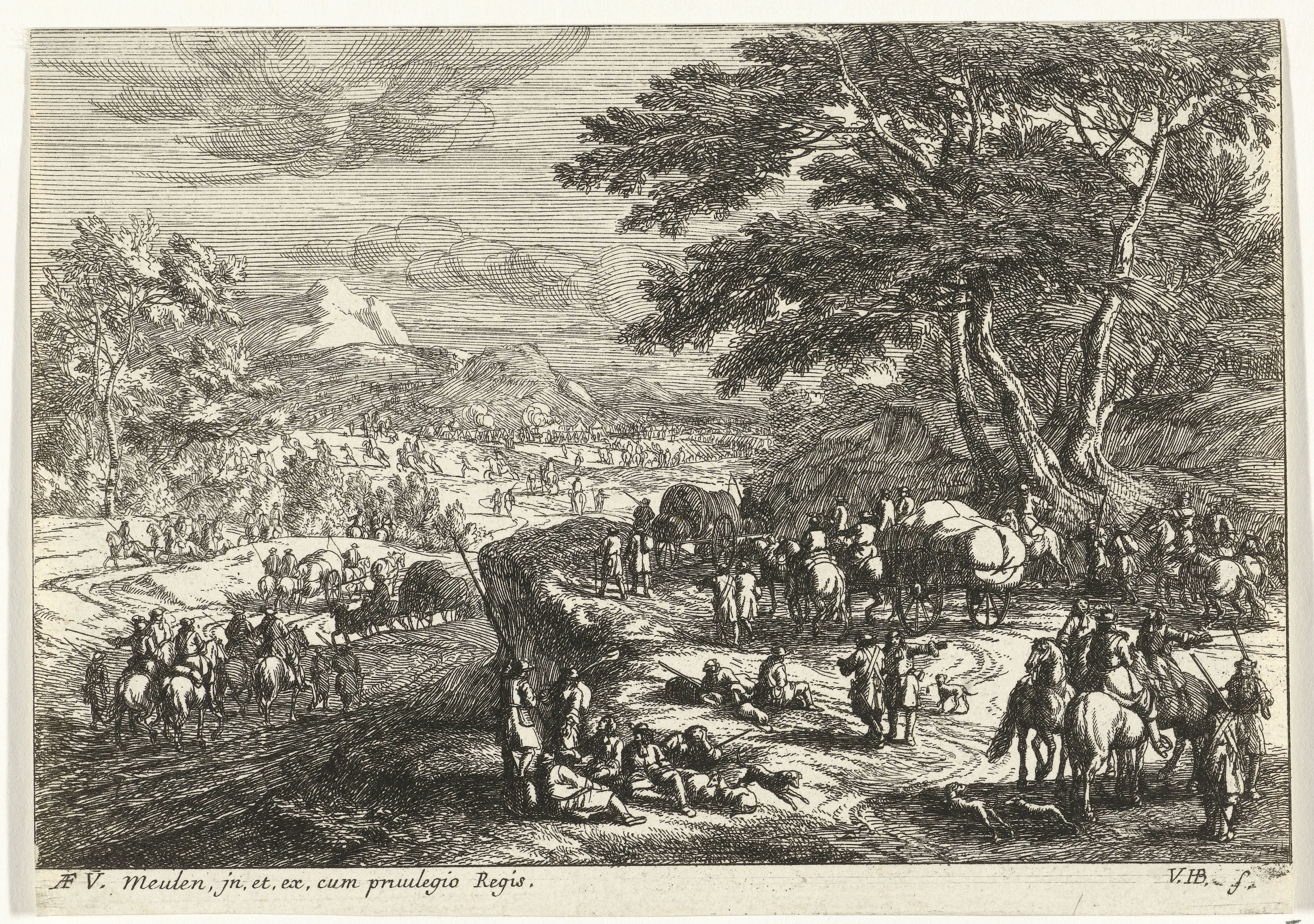 Landschap met soldaten