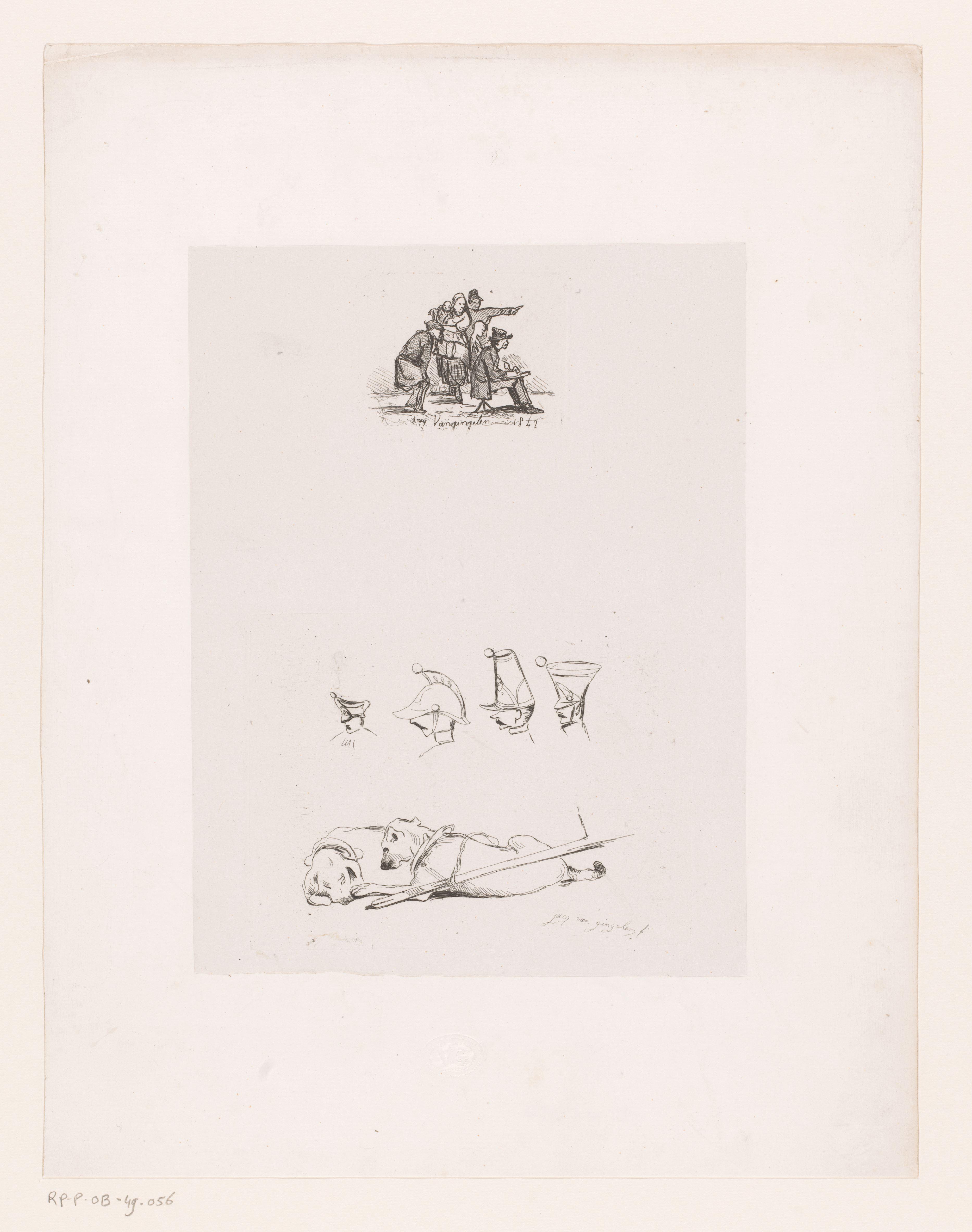 Twee studies van figuren en dieren