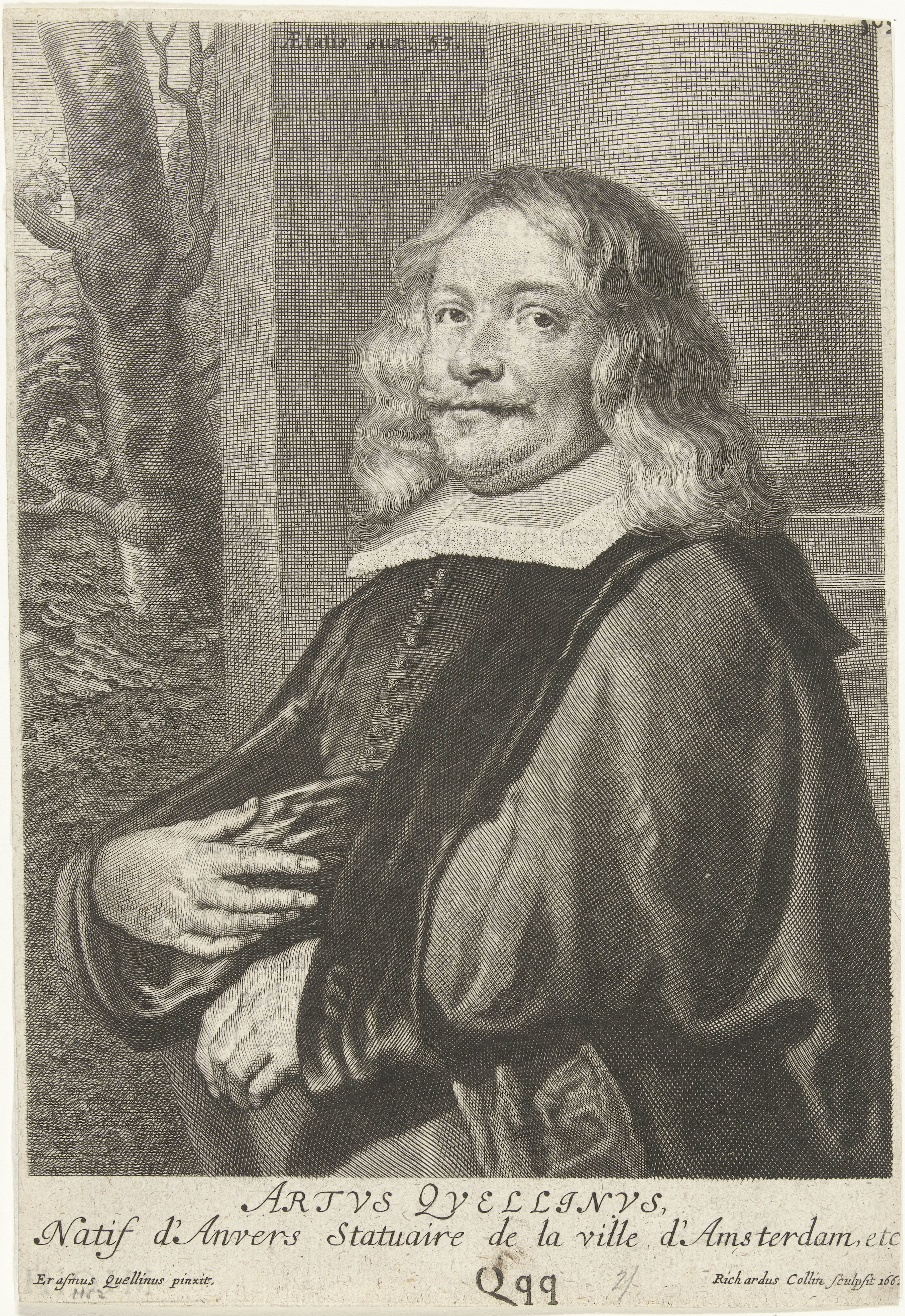 Portret van de beeldhouwer Artus Quellinus op 53-jarige leeftijd