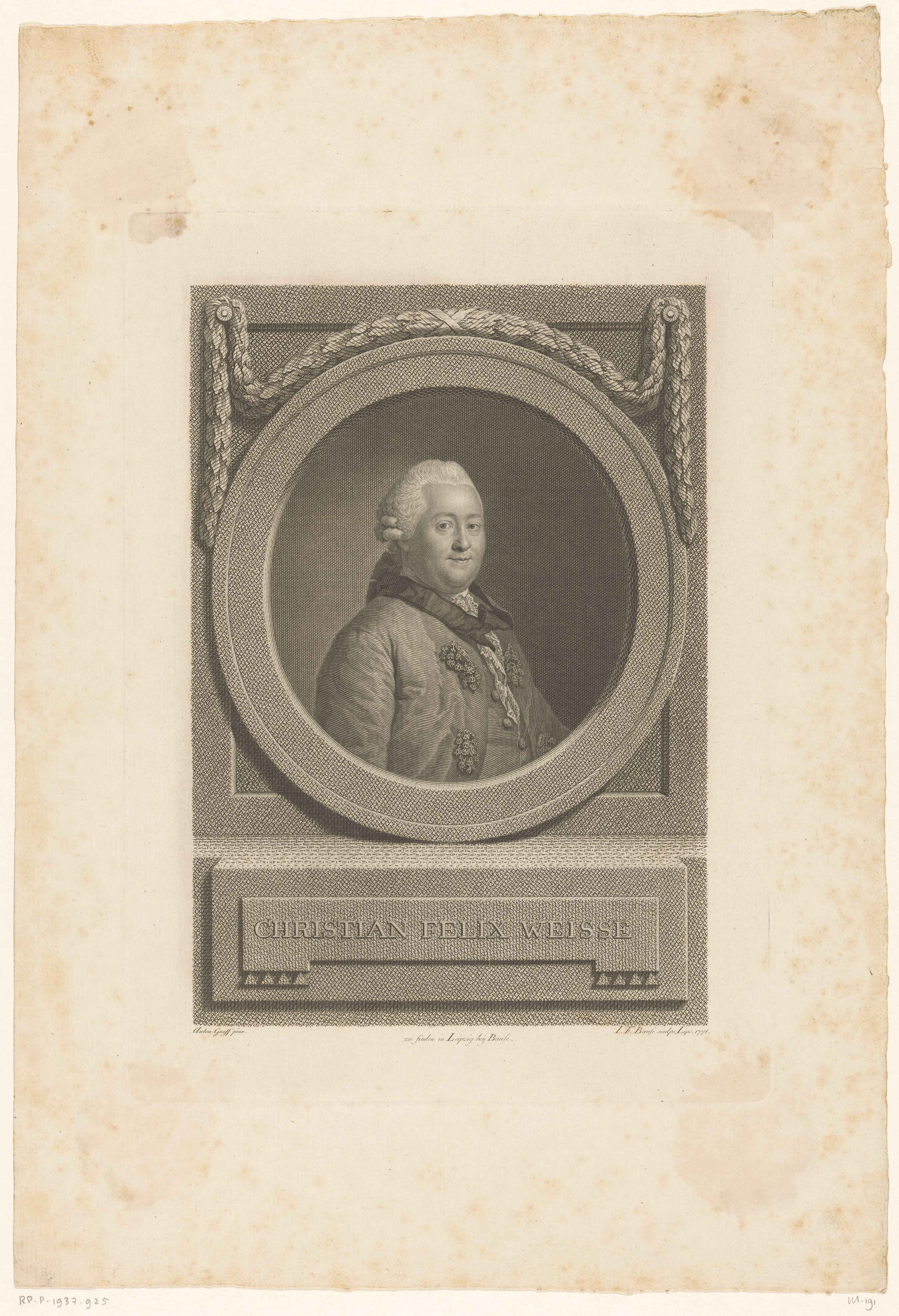 Portret van Christian Felix Weisse