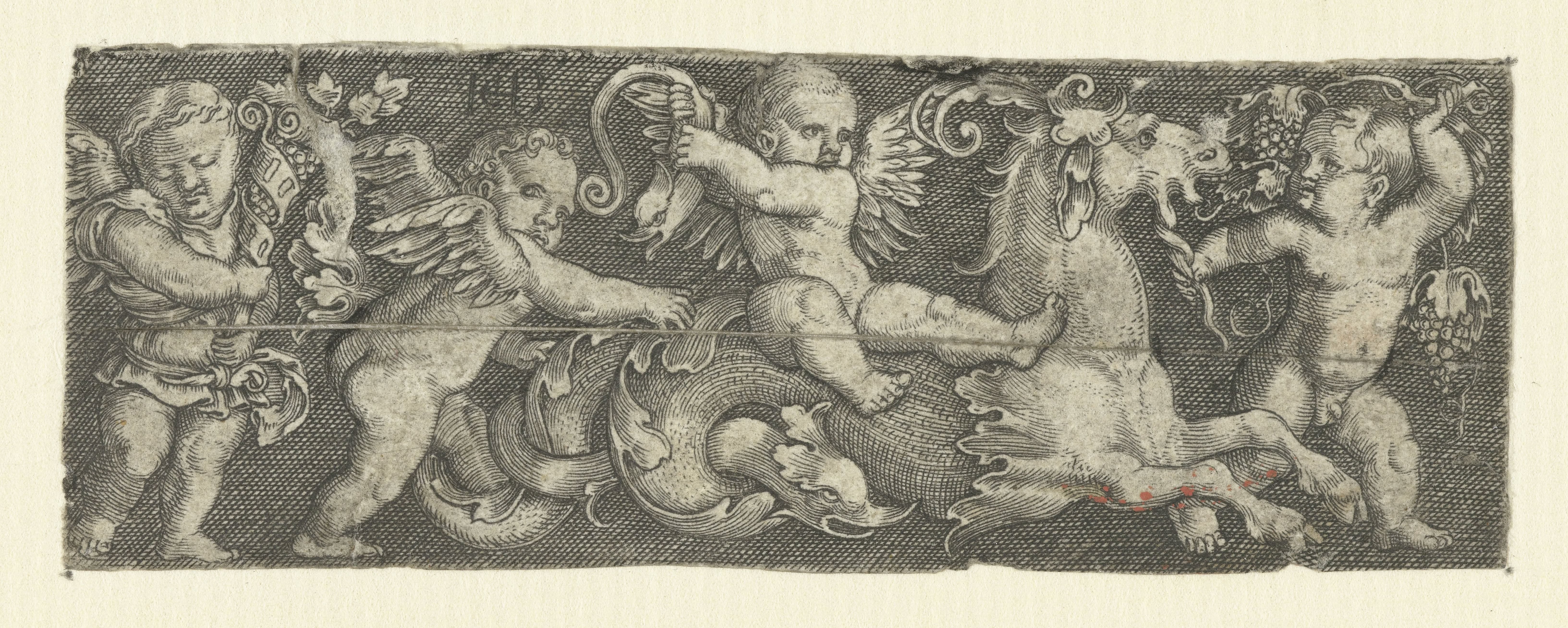 Fries met vier putti en een zeepaard
