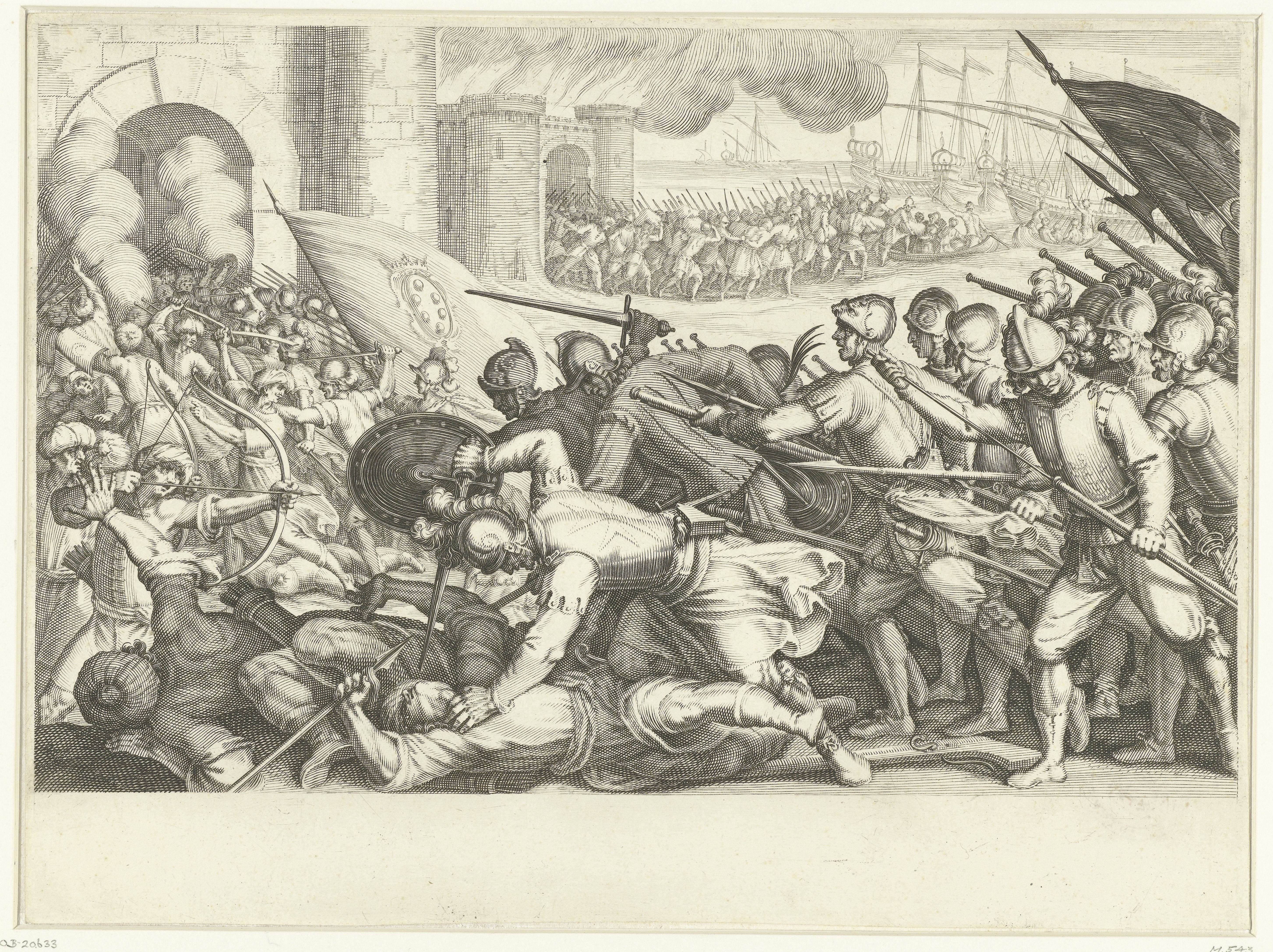 De troepen van Ferdinando I de' Medici bestormen een stadspoort