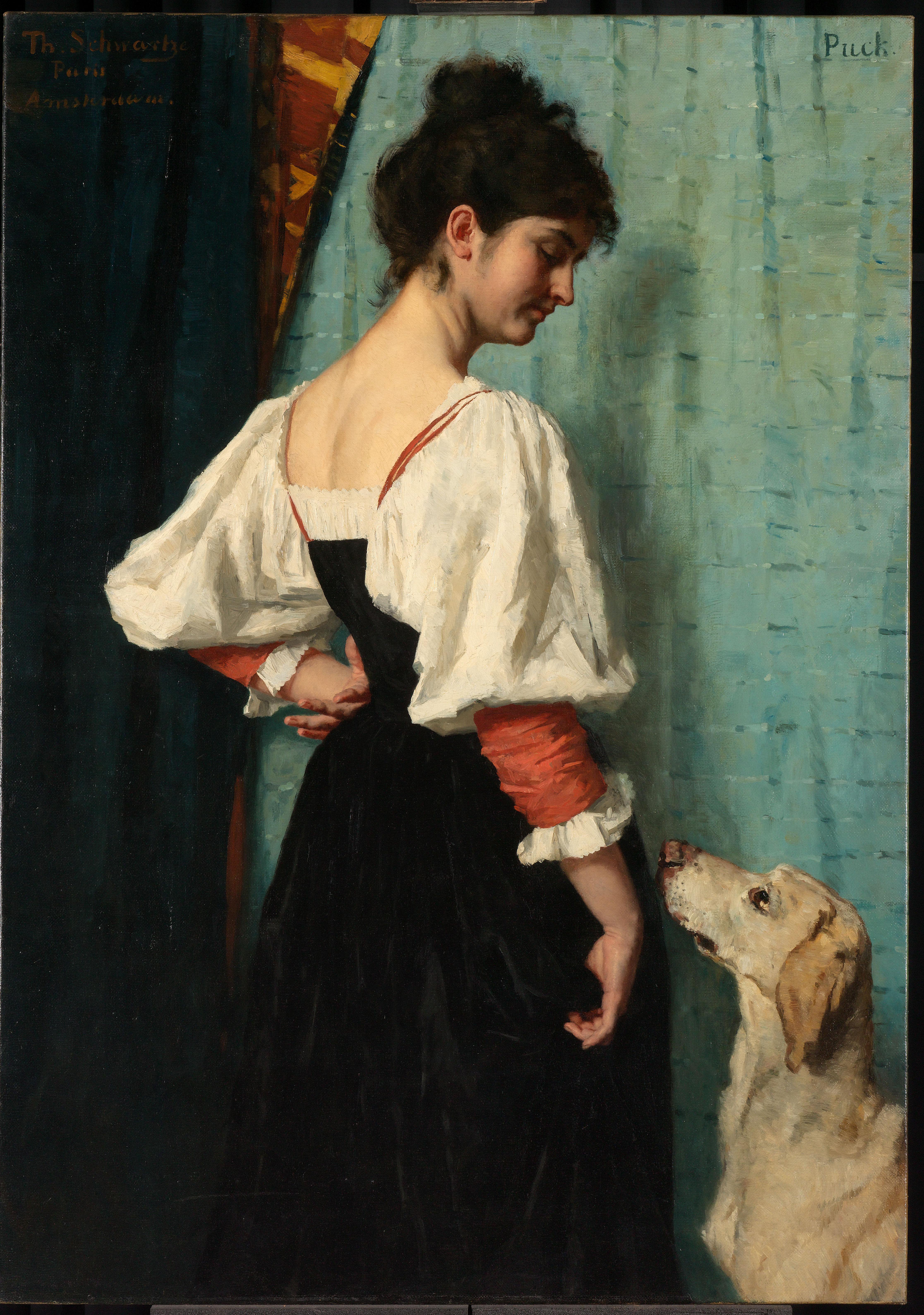 Jonge Italiaanse vrouw met hond Puck