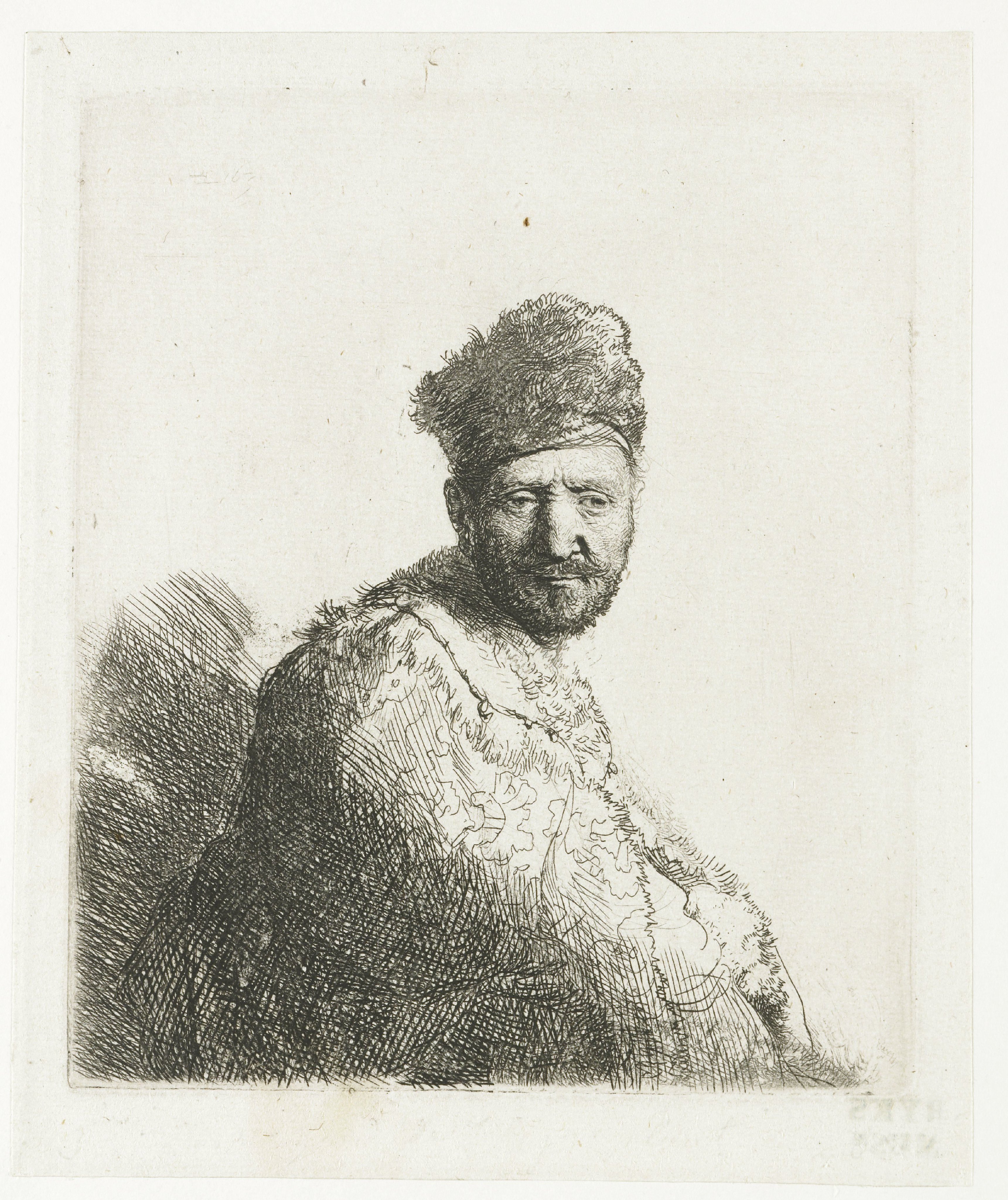 Bearded man, in a furred oriental cap and robe