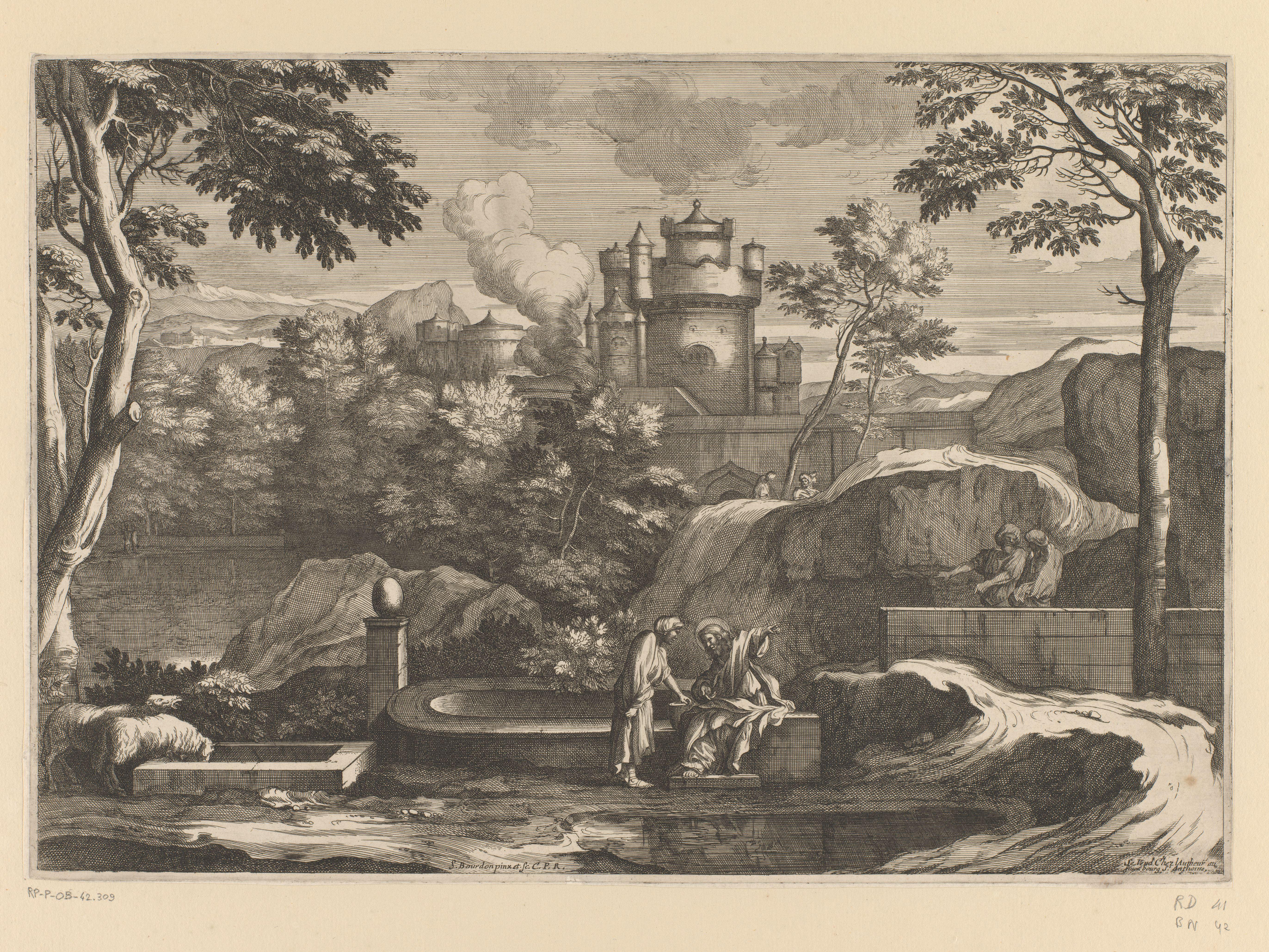 Landschap met Christus en de Samaritaanse vrouw bij de put