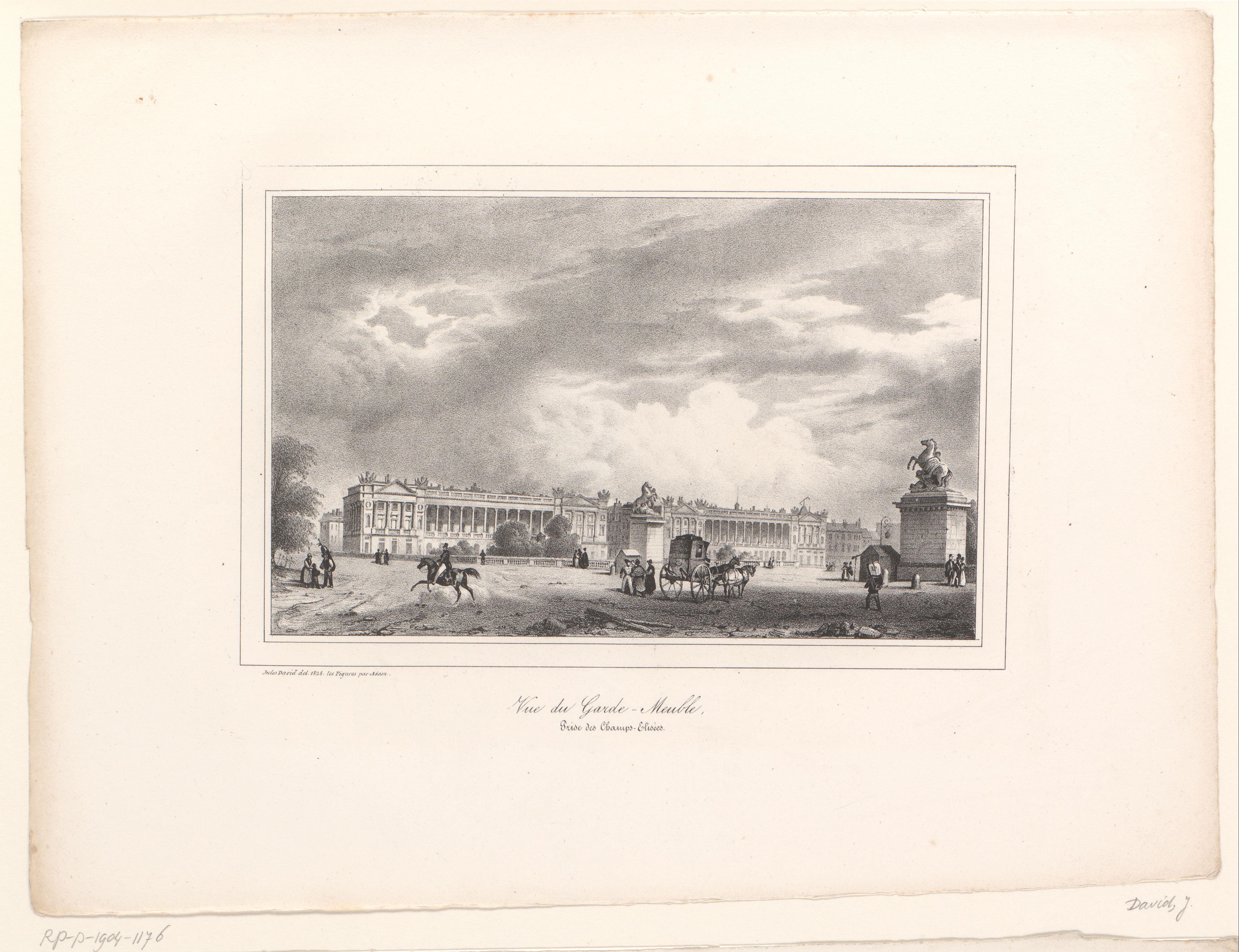 Zicht op het Hôtel du Garde-Meuble vanaf de Champs-Élysées