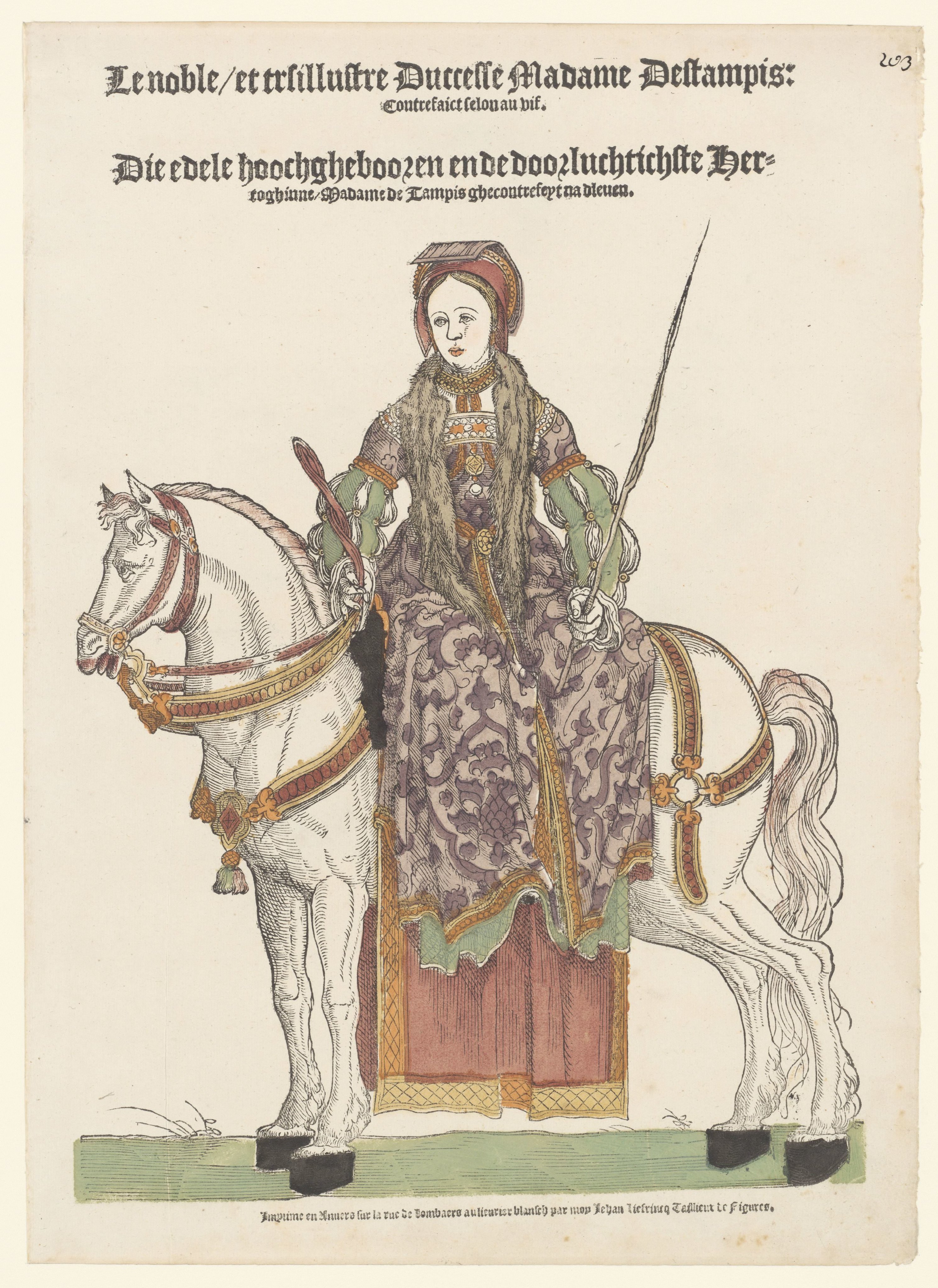 Portret van Anne de Pisseleu te paard
