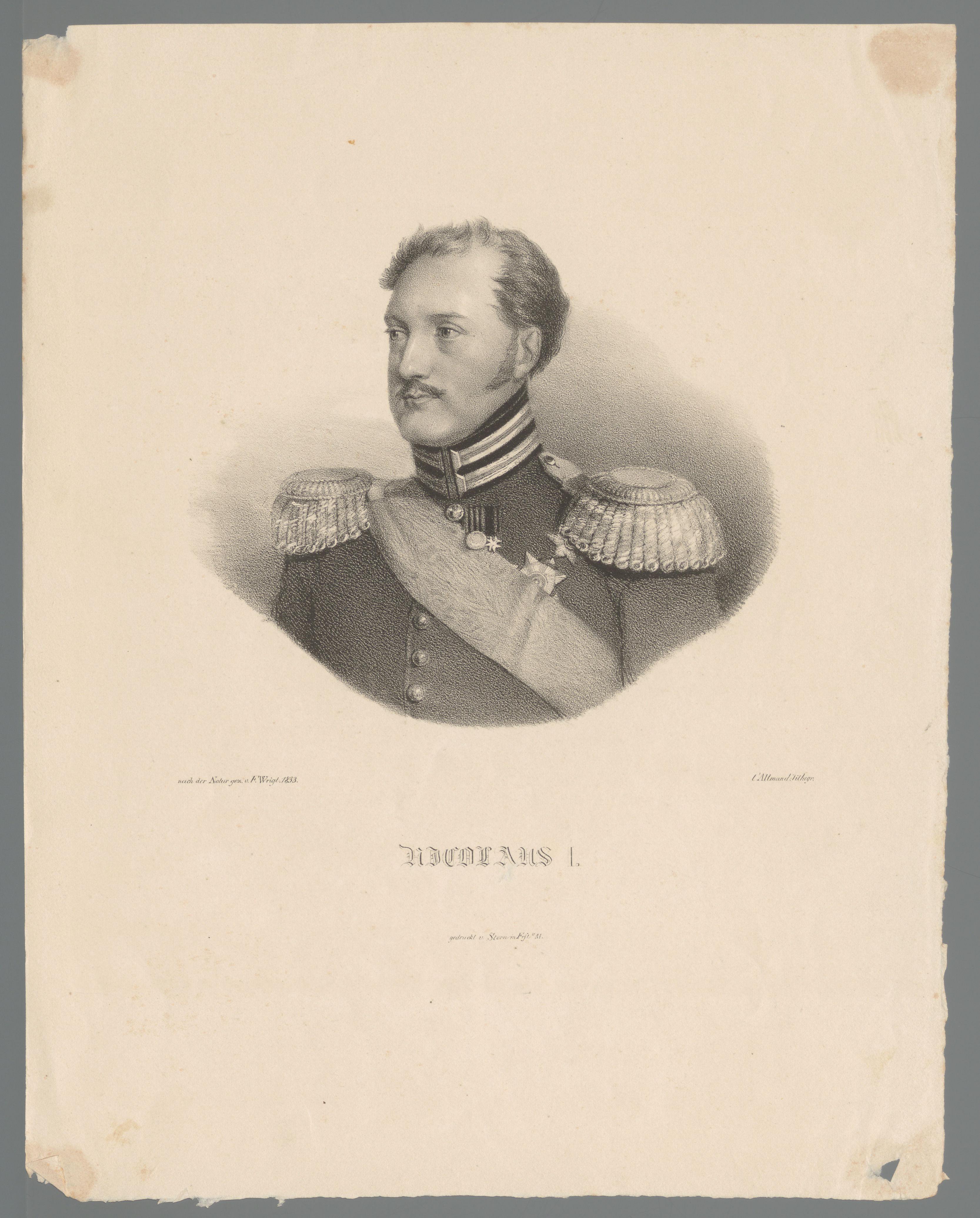 Portret van Nicolaas I Pavlovitsj tsaar van Rusland