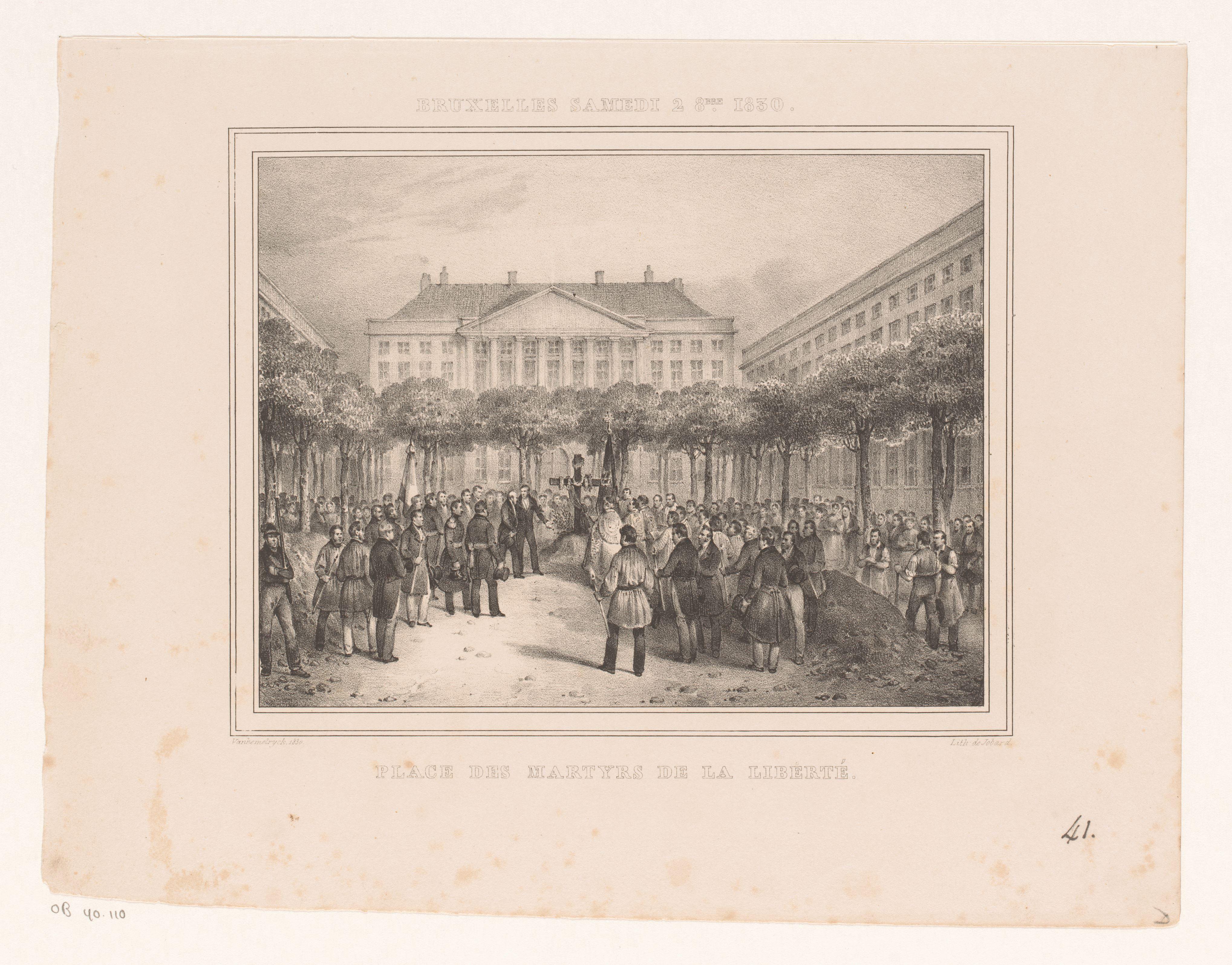Begraven van doden op het Martelaarsplein te Brussel, 1830