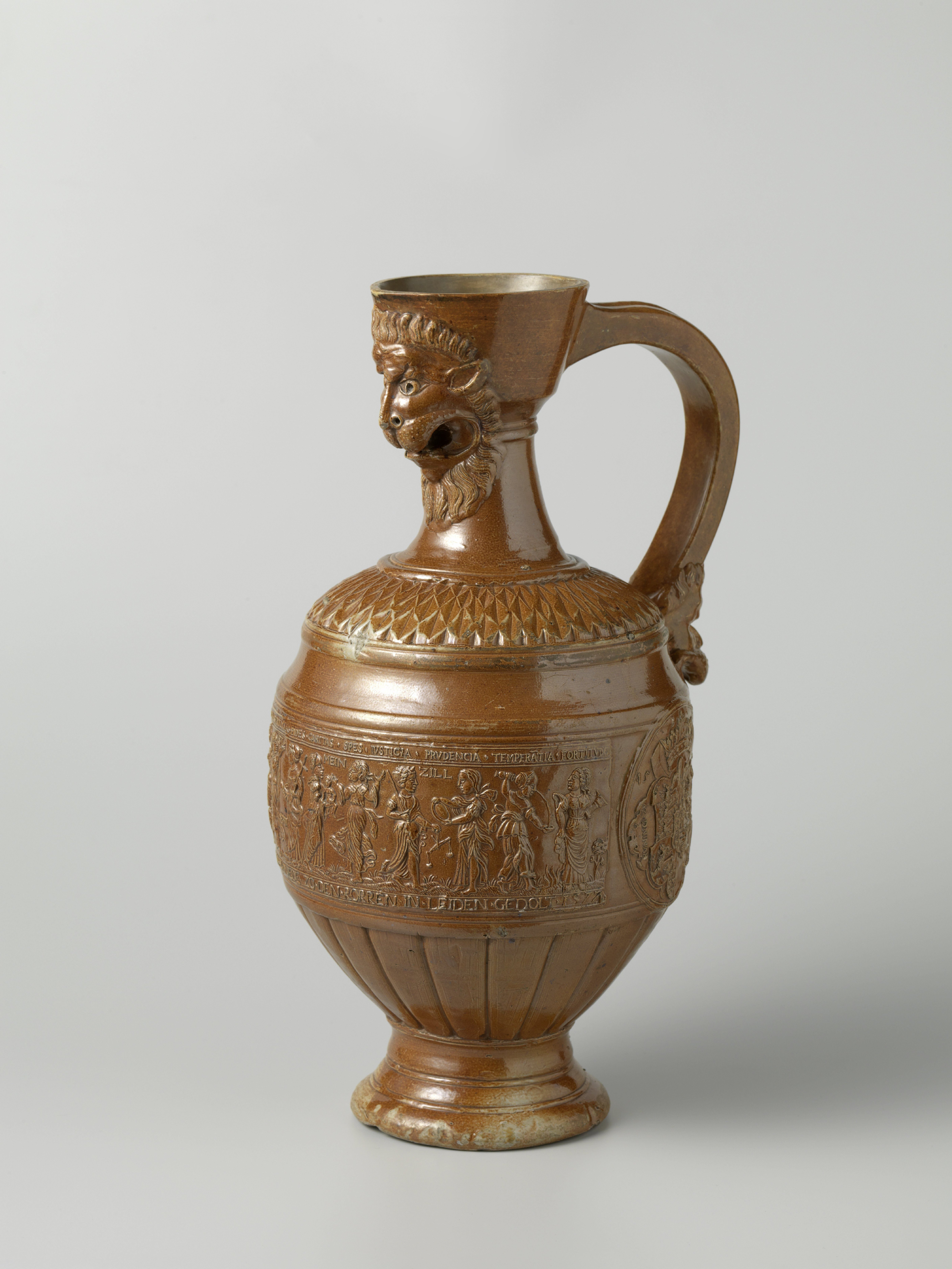 Jug with the Liberal Arts, the Christian Virtues, and the arms of England and Denmark