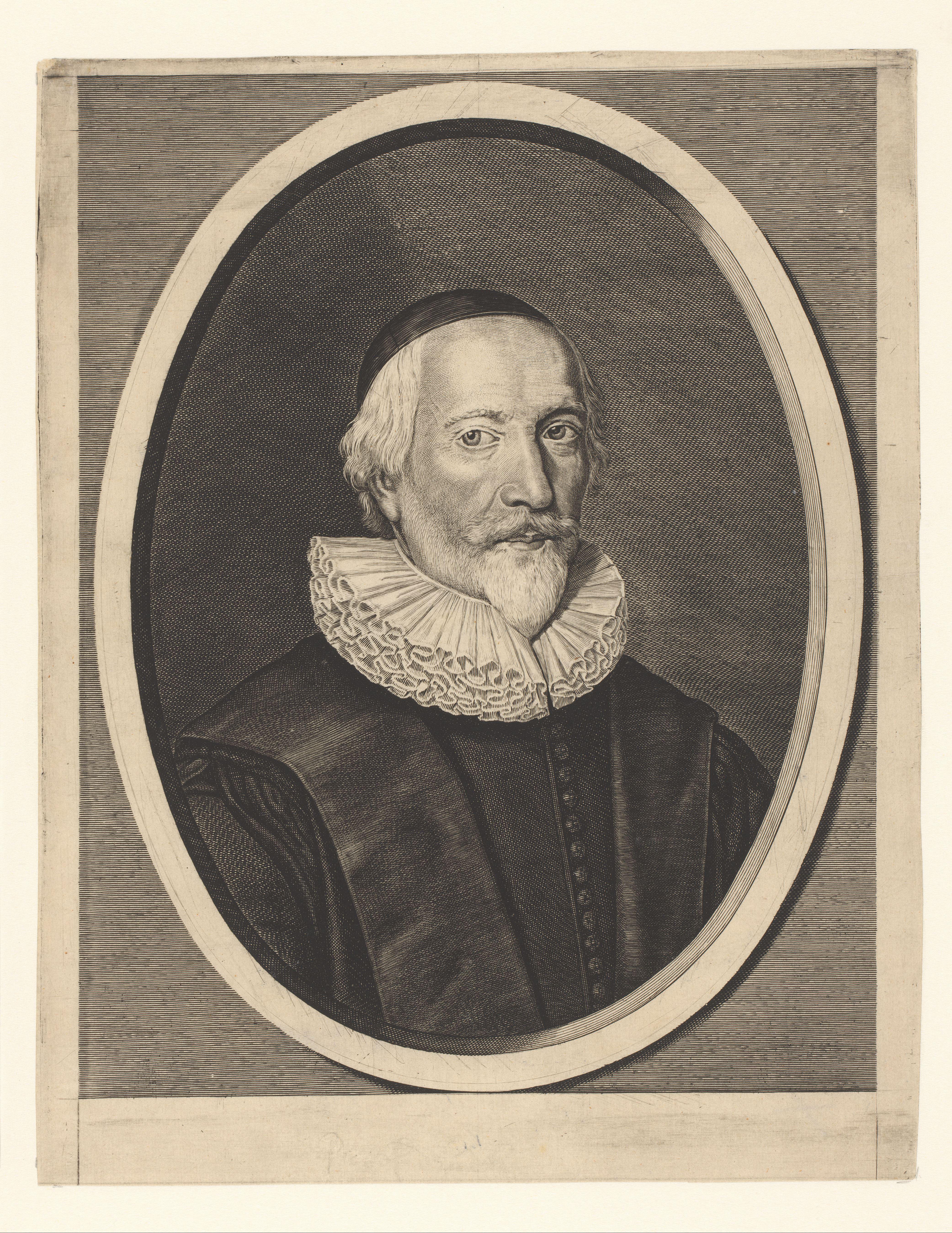 Portret van Pierre du Moulin op 74-jarige leeftijd