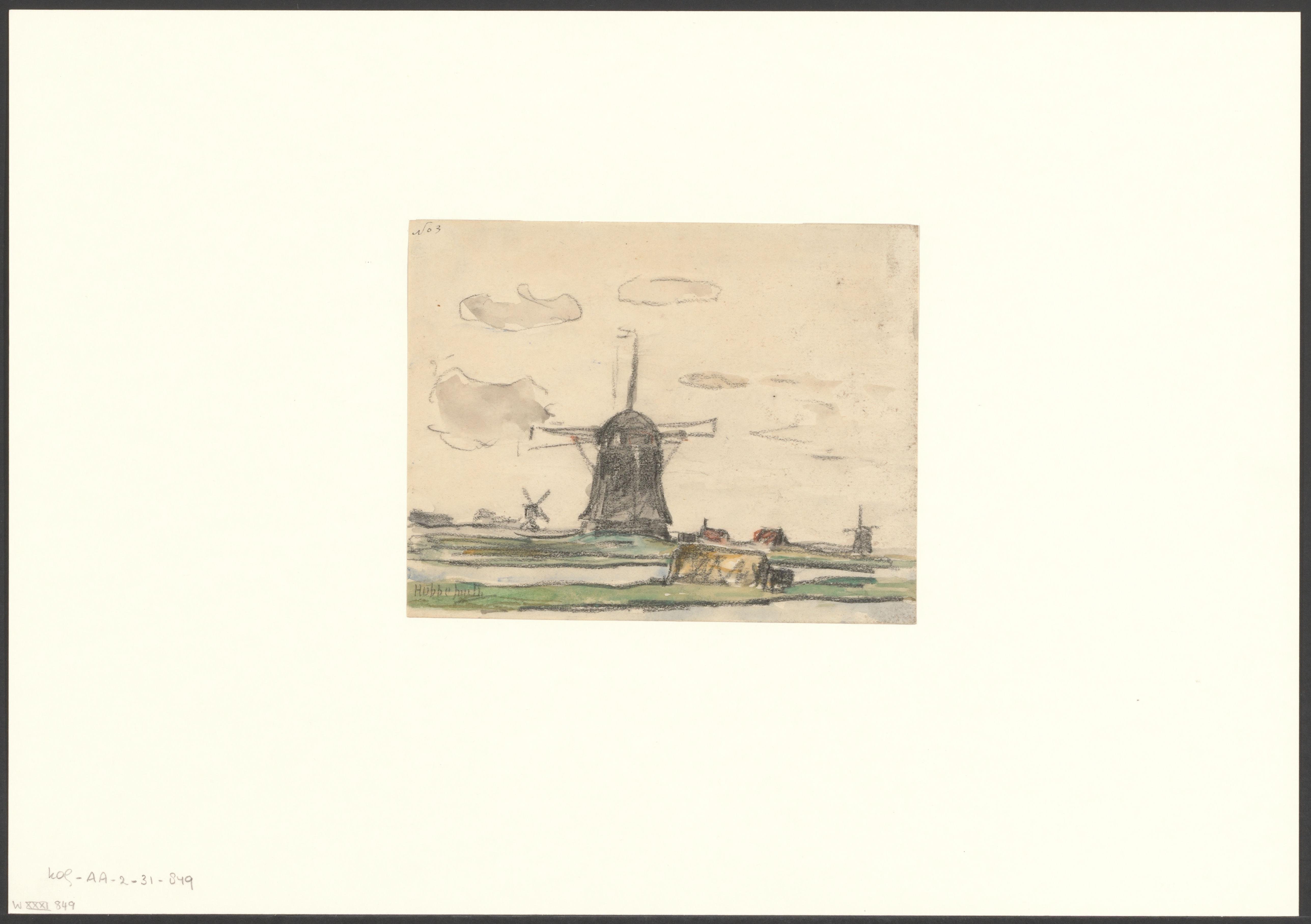 Gezicht op de Koenenmolen aan de Nieuwe Meer