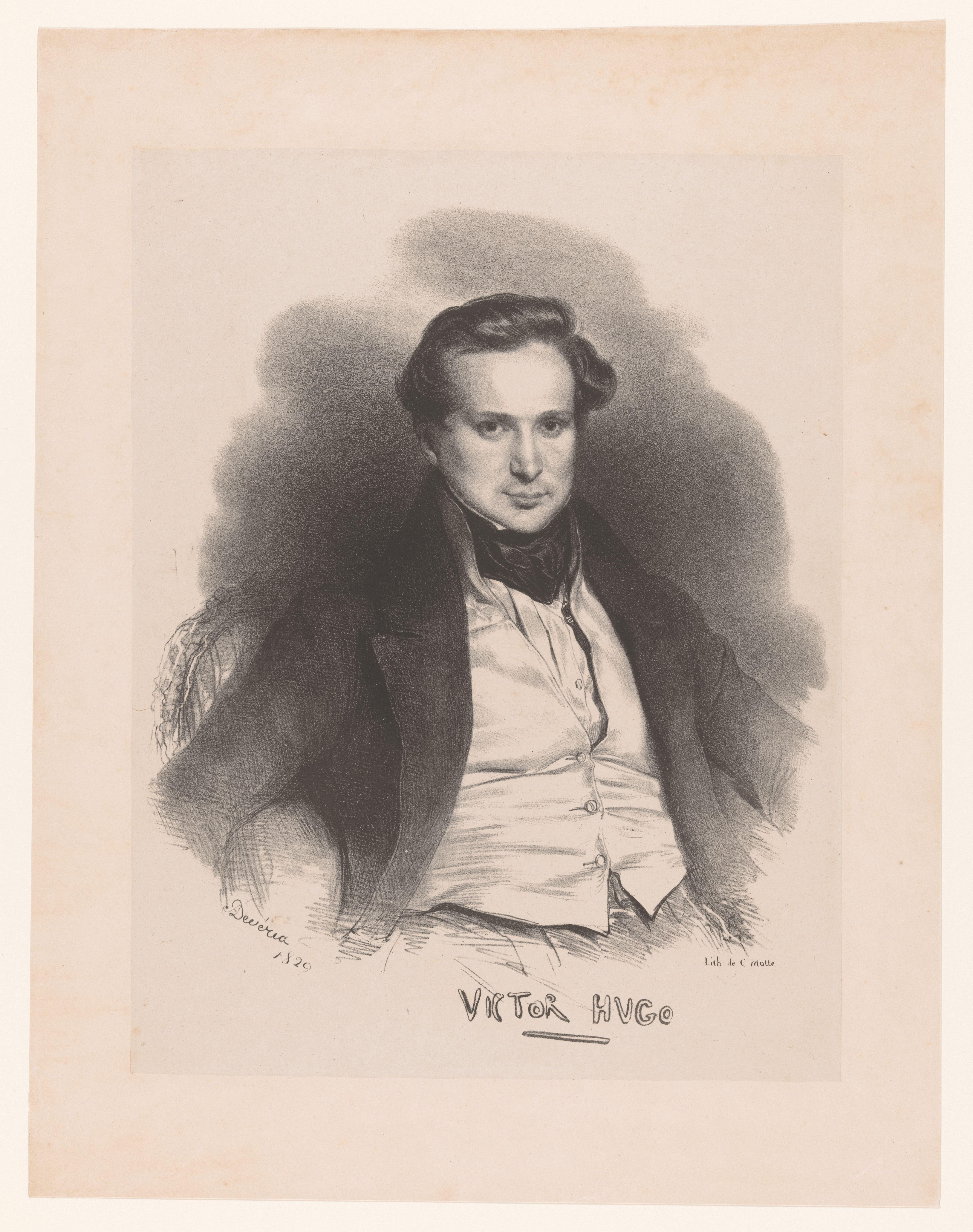 Portret van Victor Hugo op 27-jarige leeftijd
