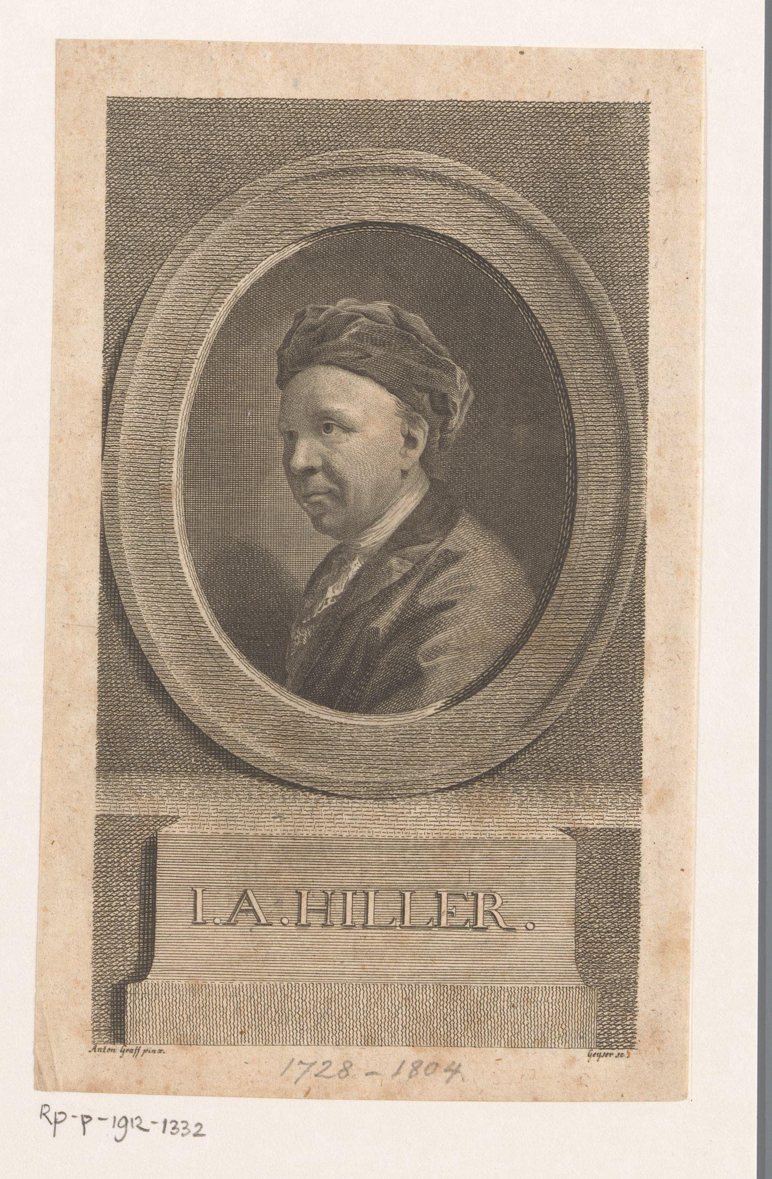 Portret van Johann Adam Hiller