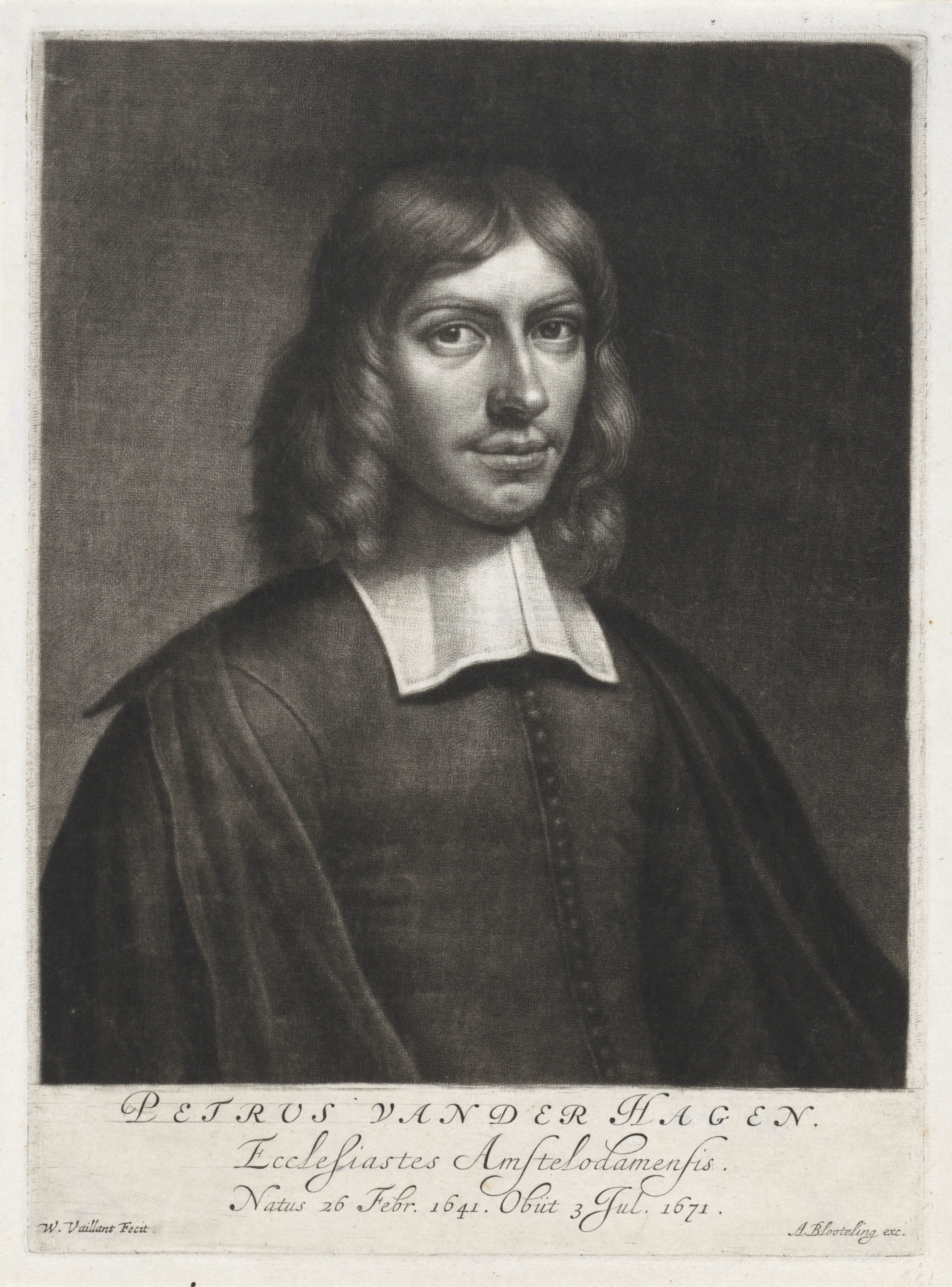 Portret van de predikant Petrus van der Hagen