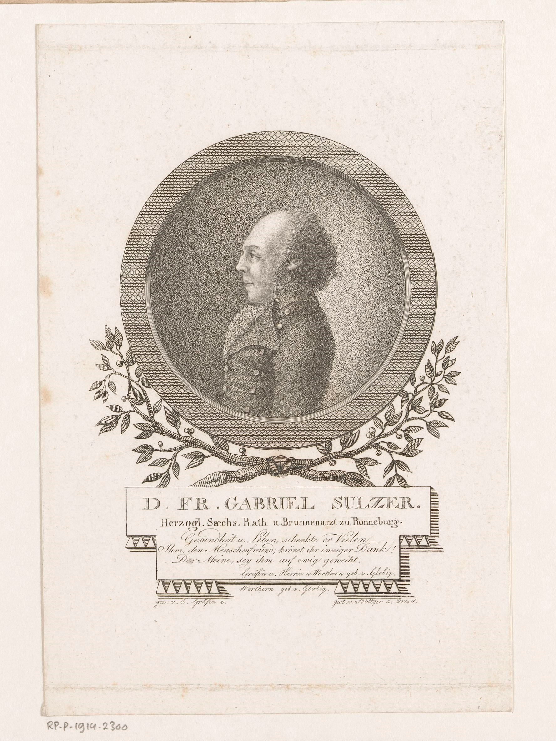 Portret van Friedrich Gabriel Sulzer