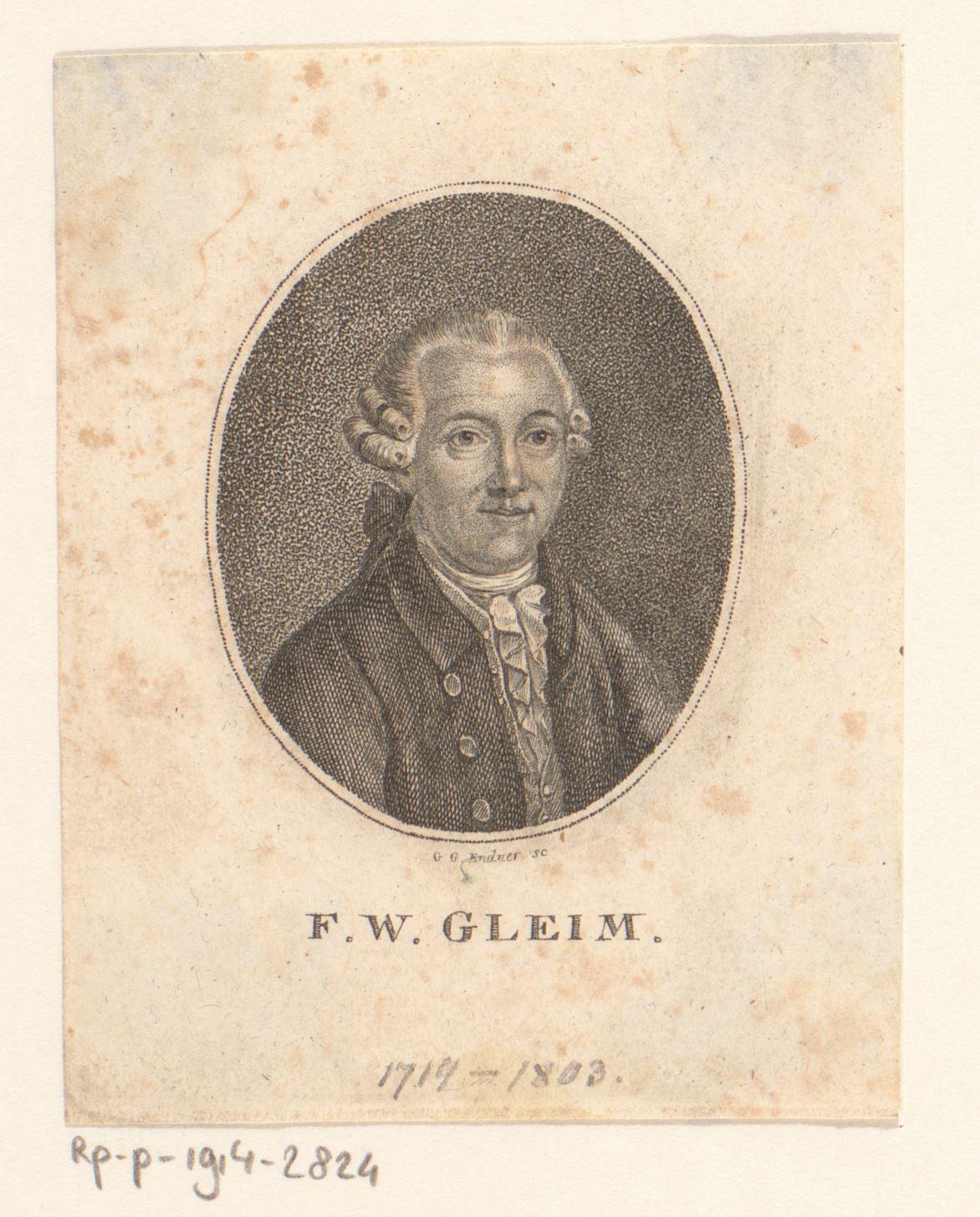 Portret van Johann Wilhelm Ludwig Gleim
