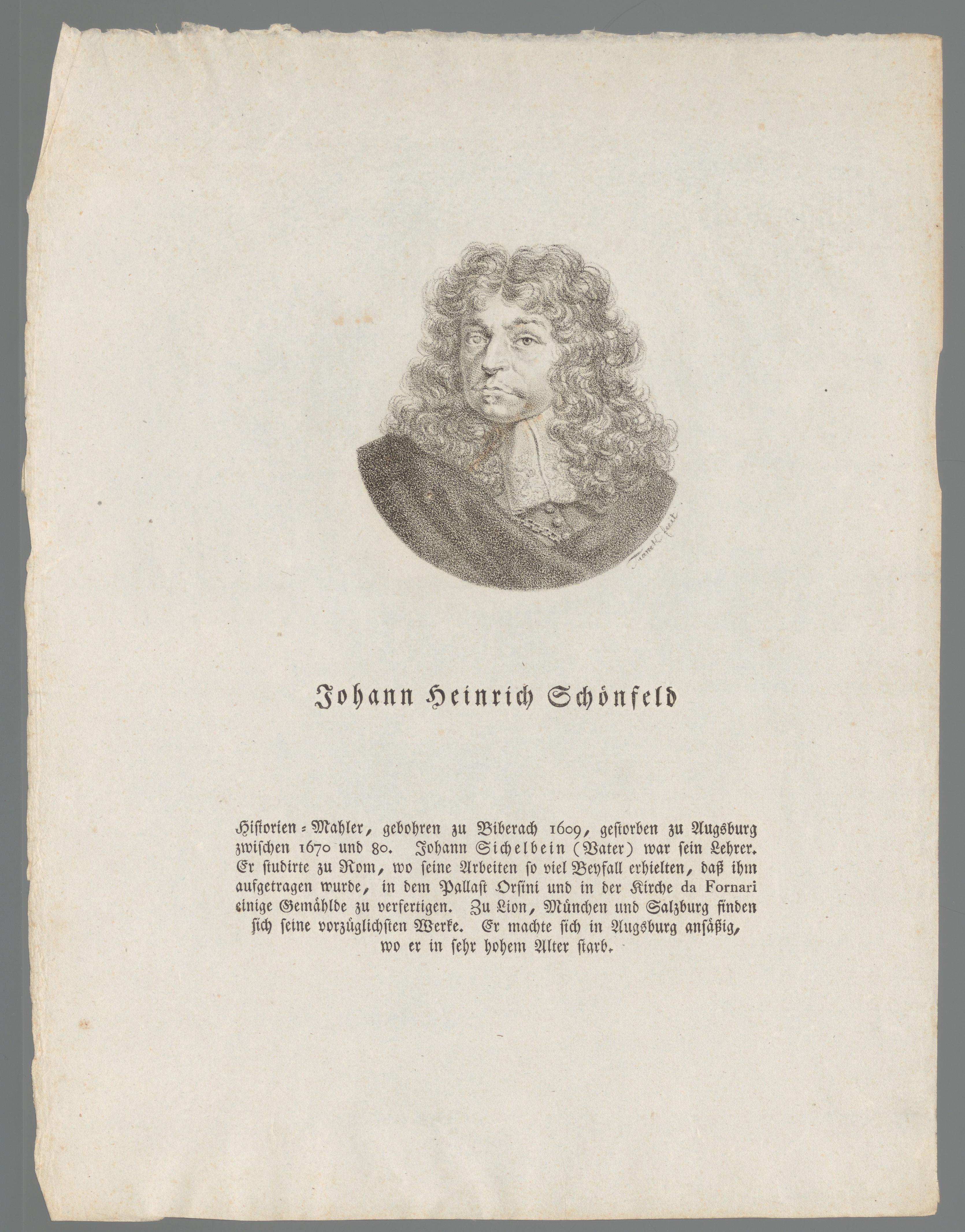 Portret van Johann Heinrich Schönfeld