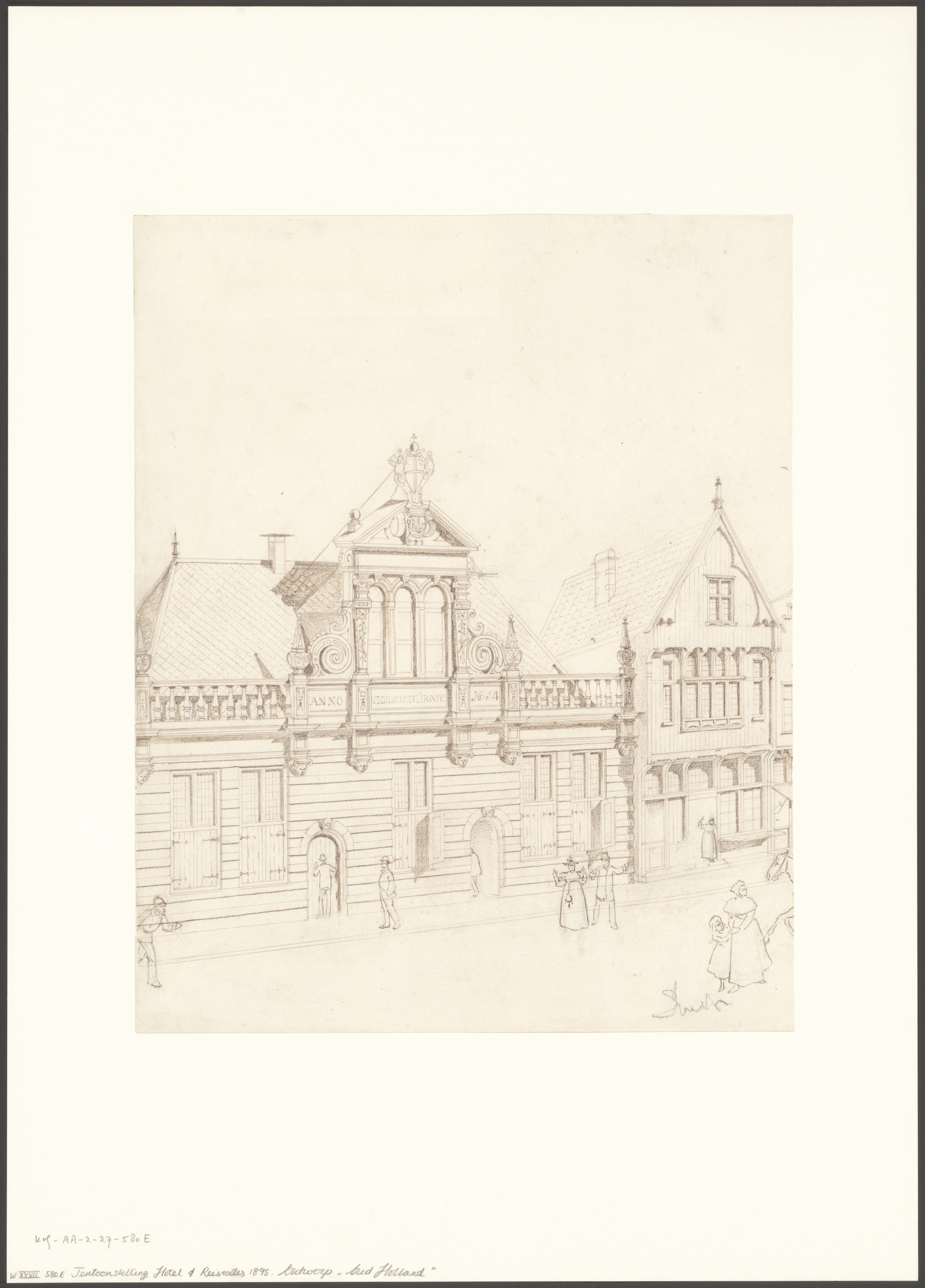Onuitgevoerd ontwerp voor Oud Holland, onderdeel van de Wereldtentoonstelling voor het Hotel- en Reiswezen 1895