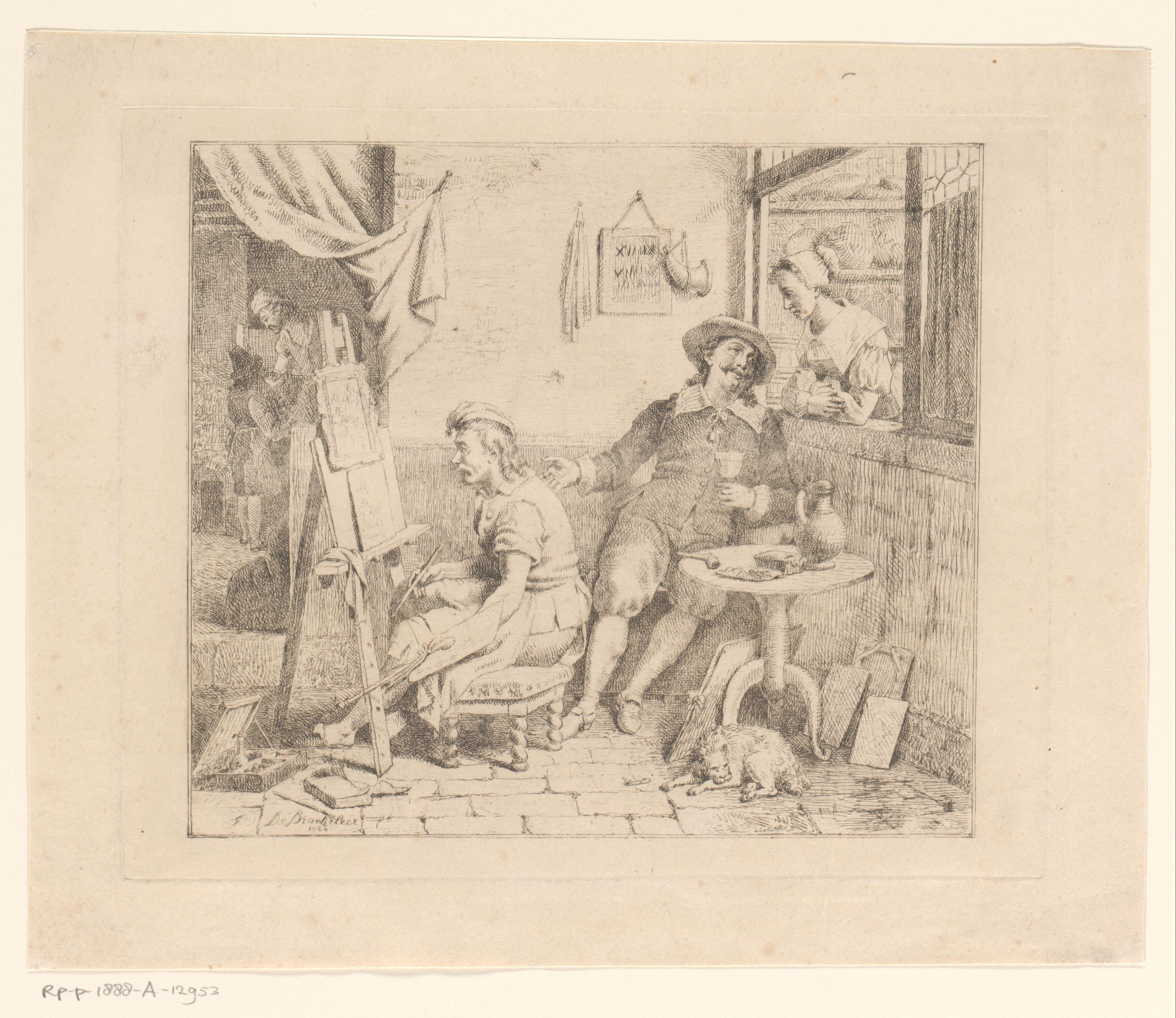 Joos van Craesbeeck en Adriaen brouwer in het atelier van Craesbeeck