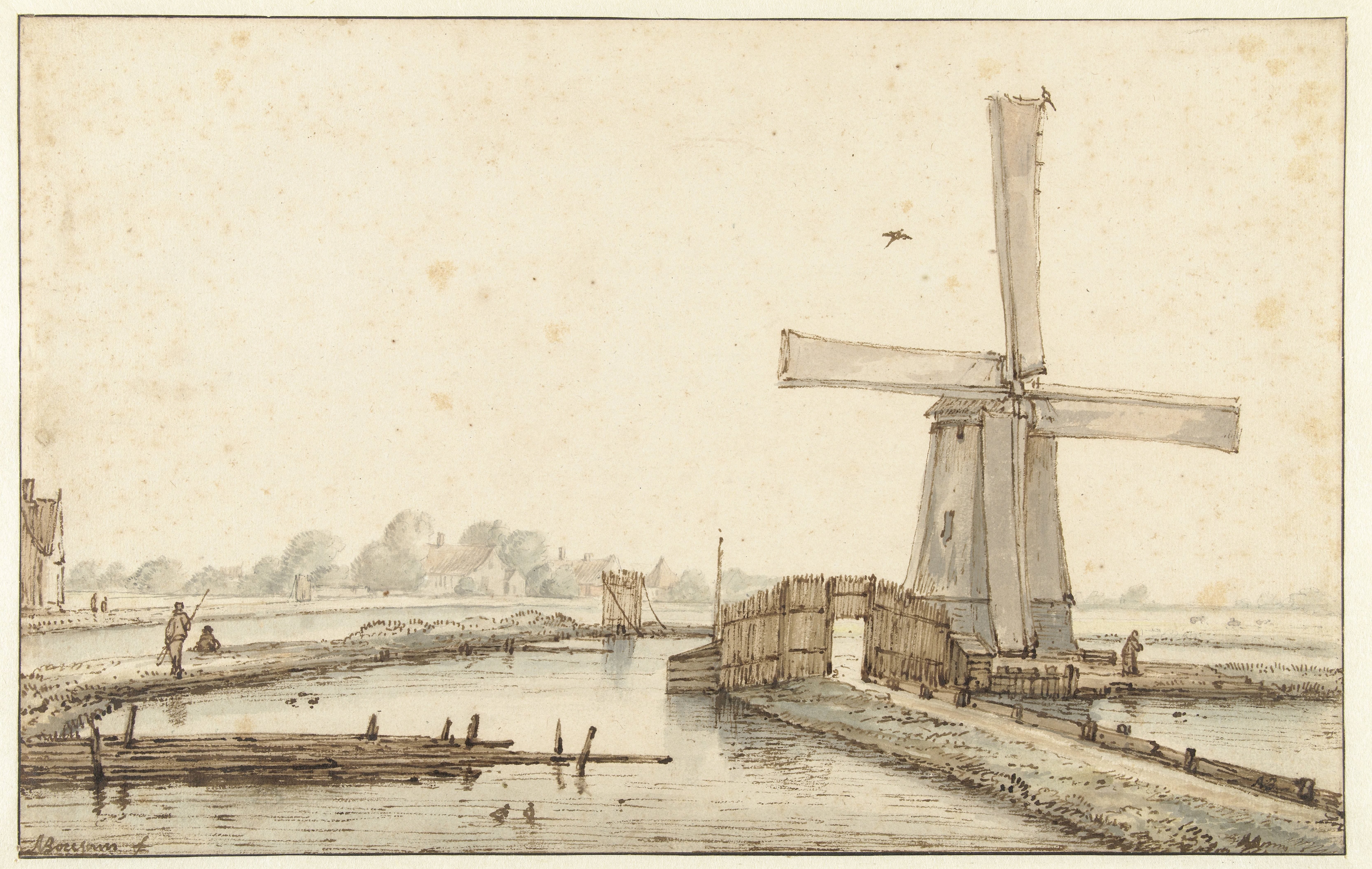 De windmolen aan het water