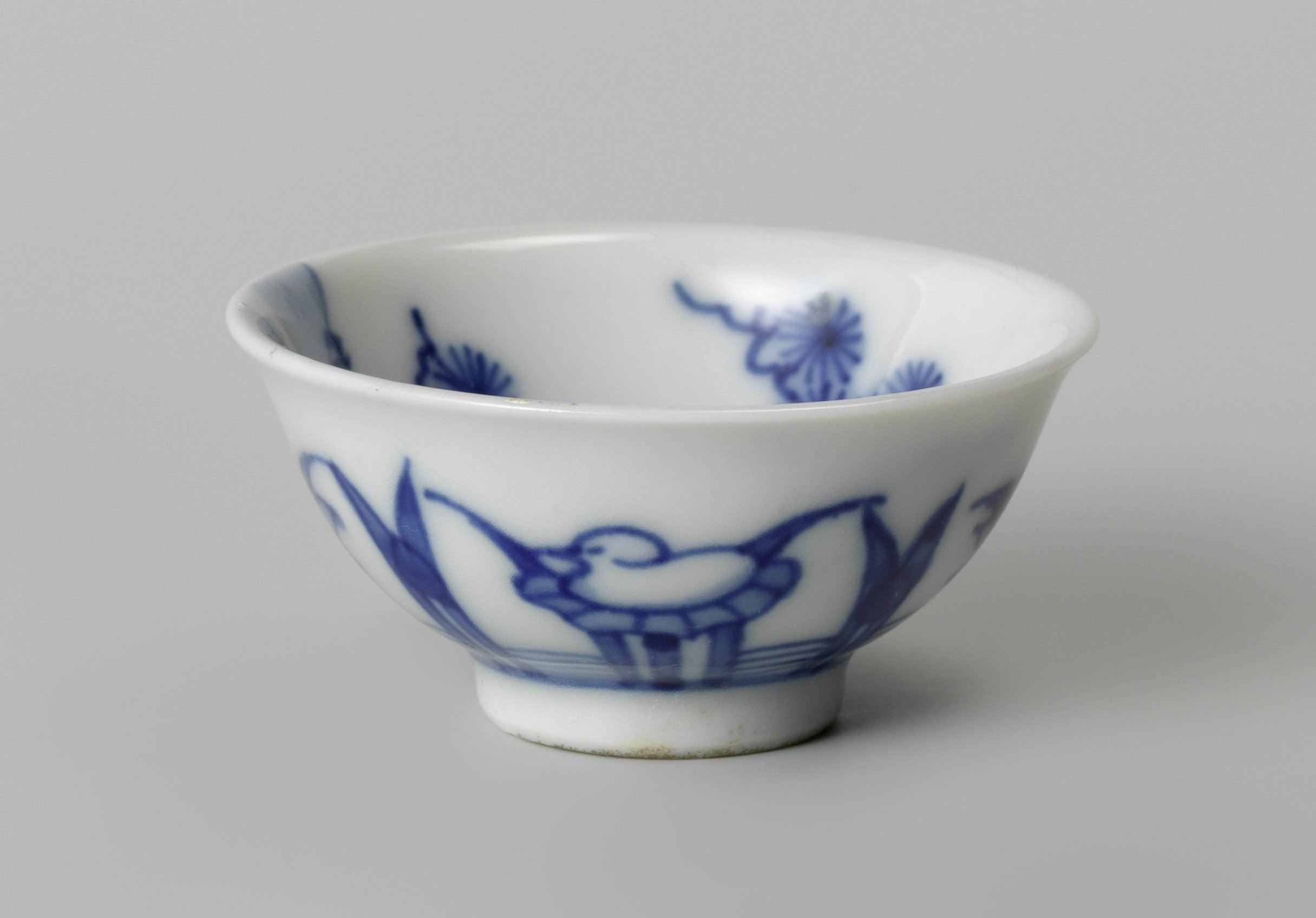 Bell-shaped bowl with a water landscape and stylized lotuses