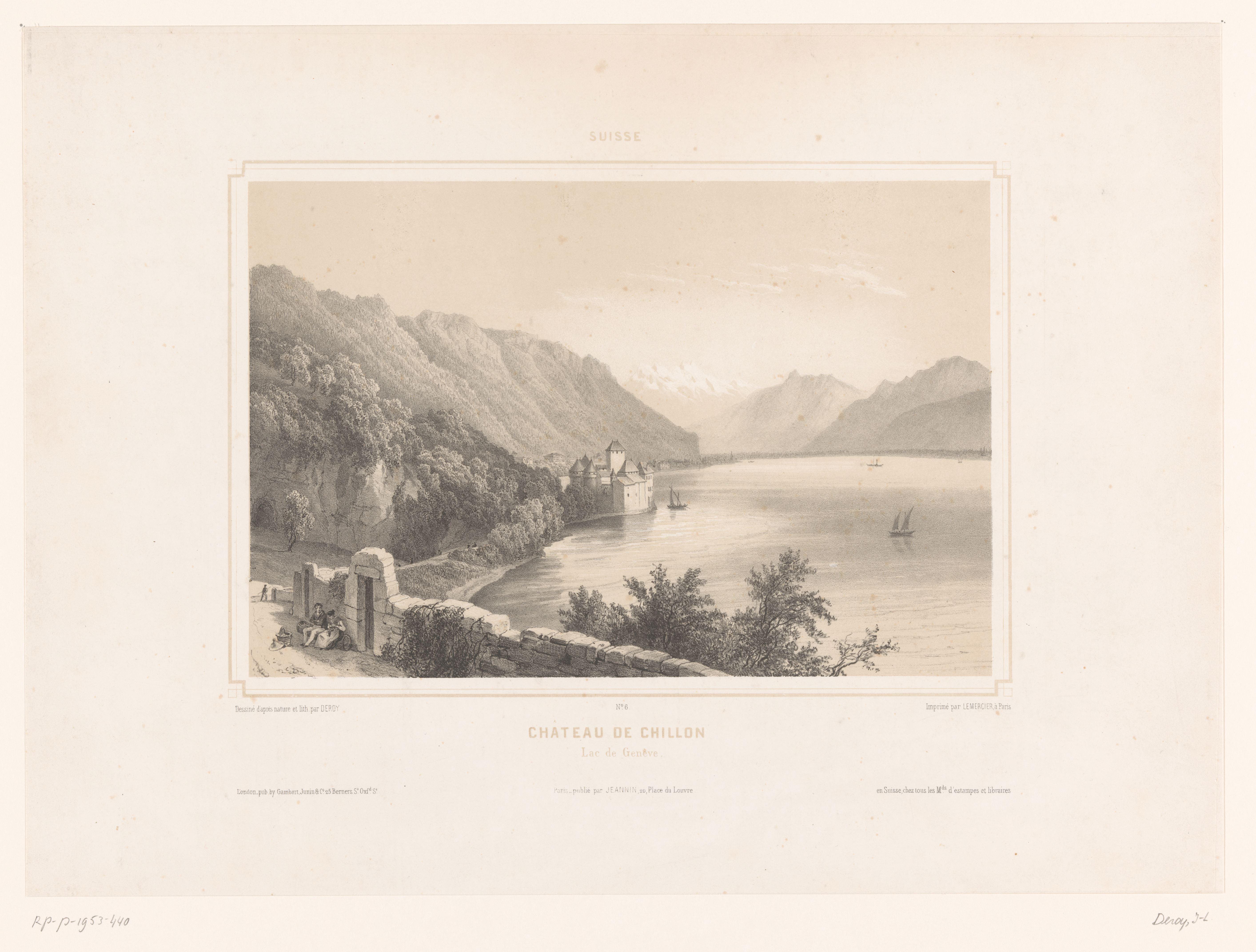 Zicht op het Kasteel van Chillon aan het meer van Genève