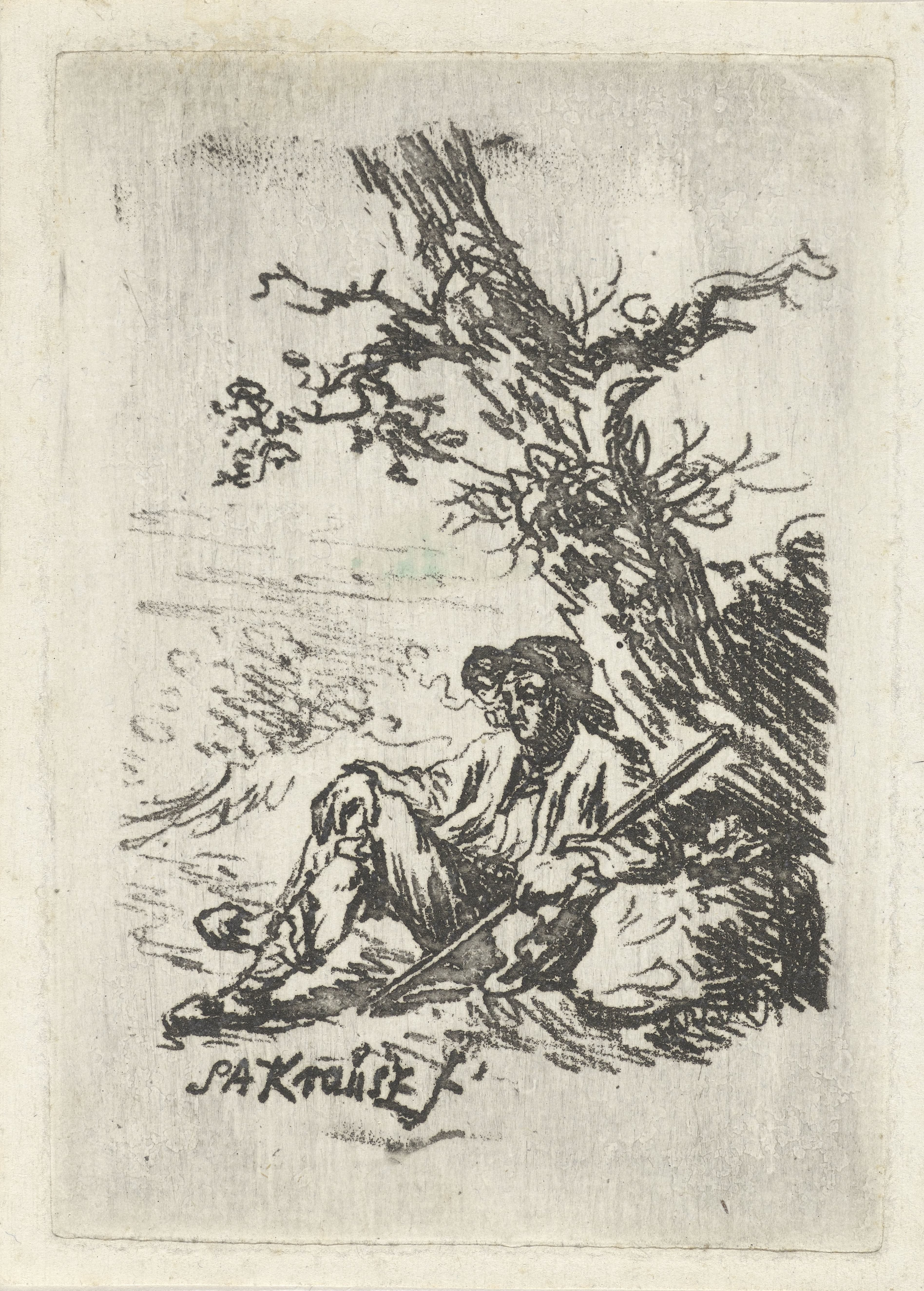 Rustende onder een boom