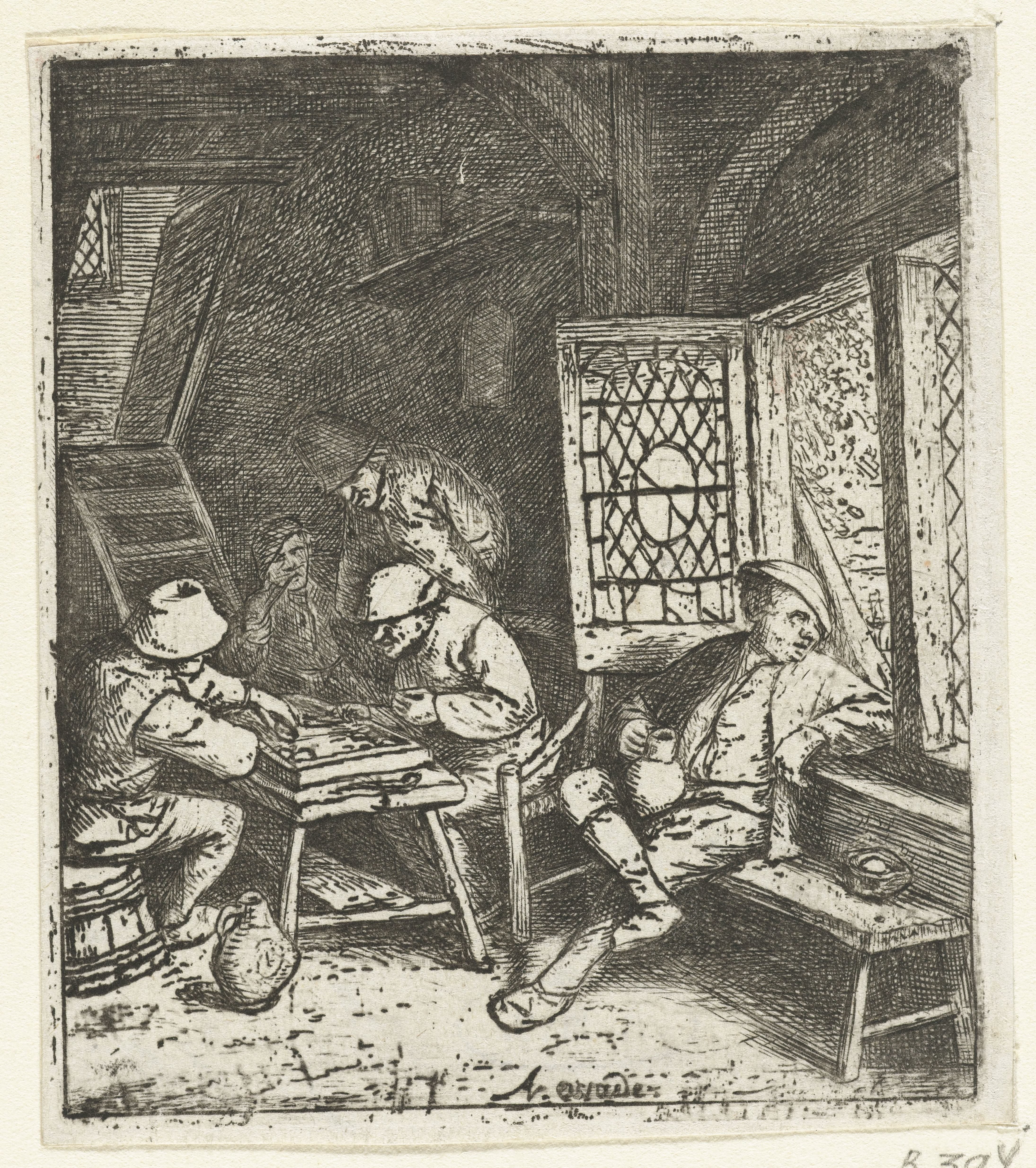 Trictac spelers in een herberg