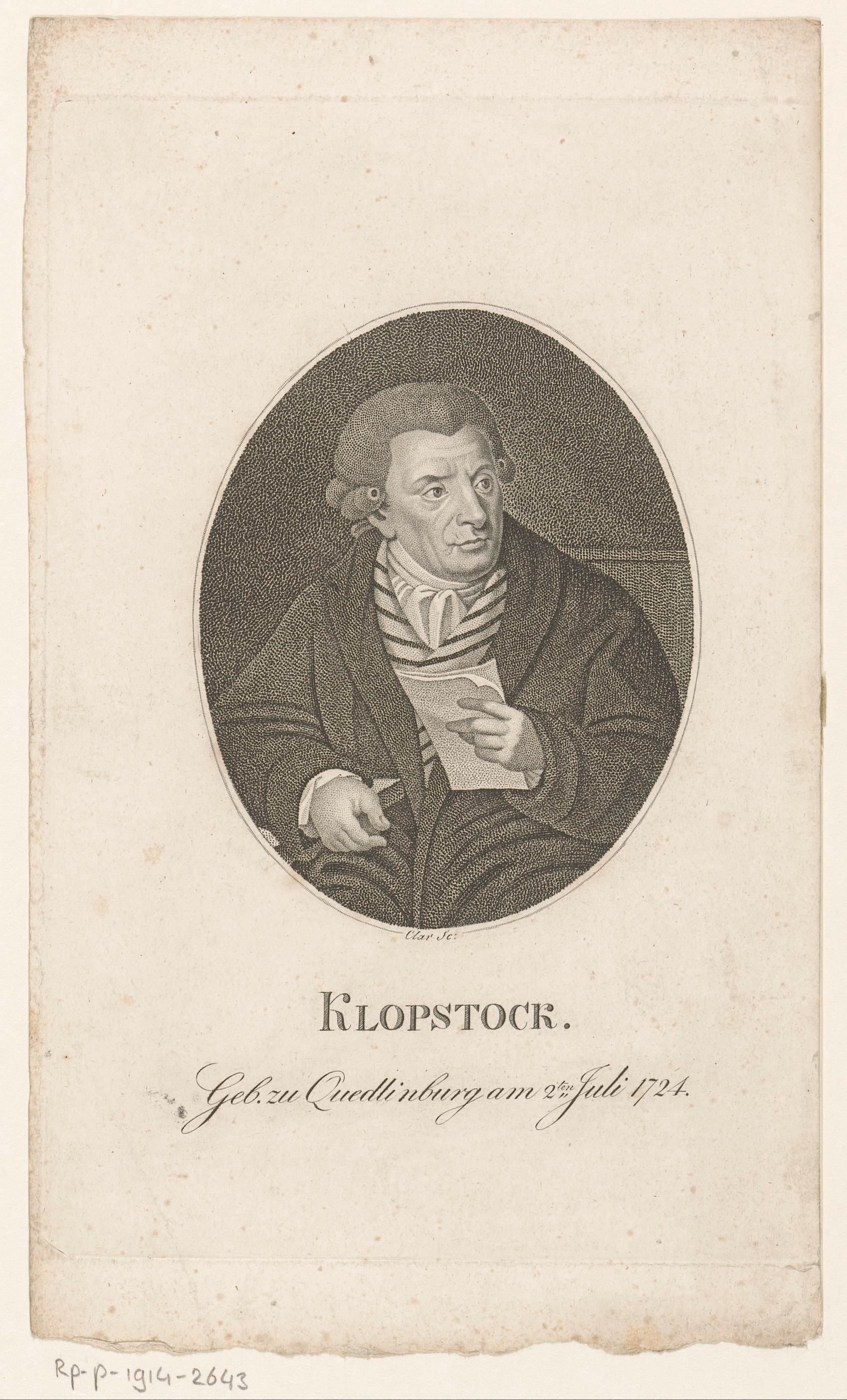 Portret van Friedrich Gottlieb Klopstock