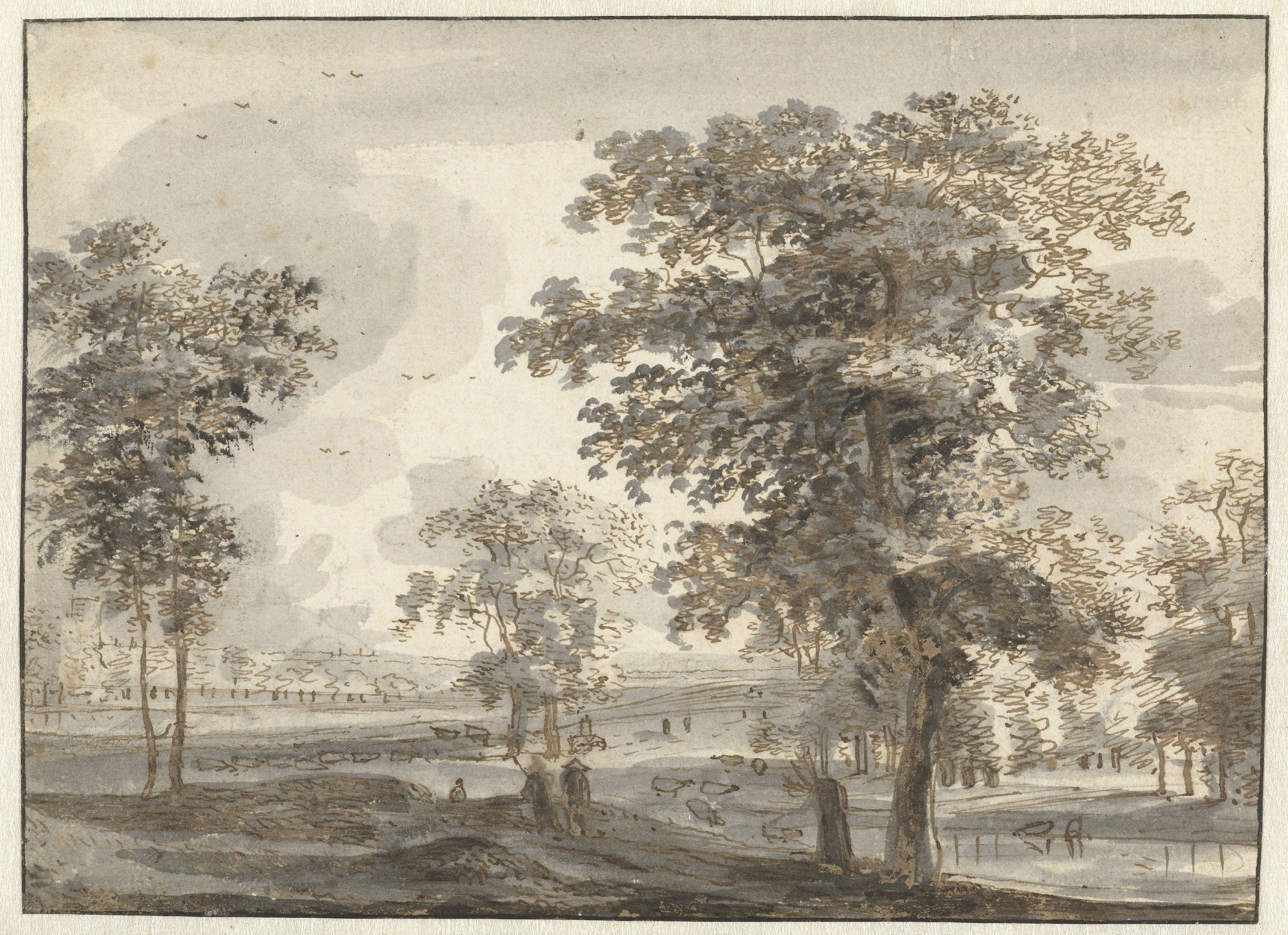 Wooded Landscape with Herdsmen near a River