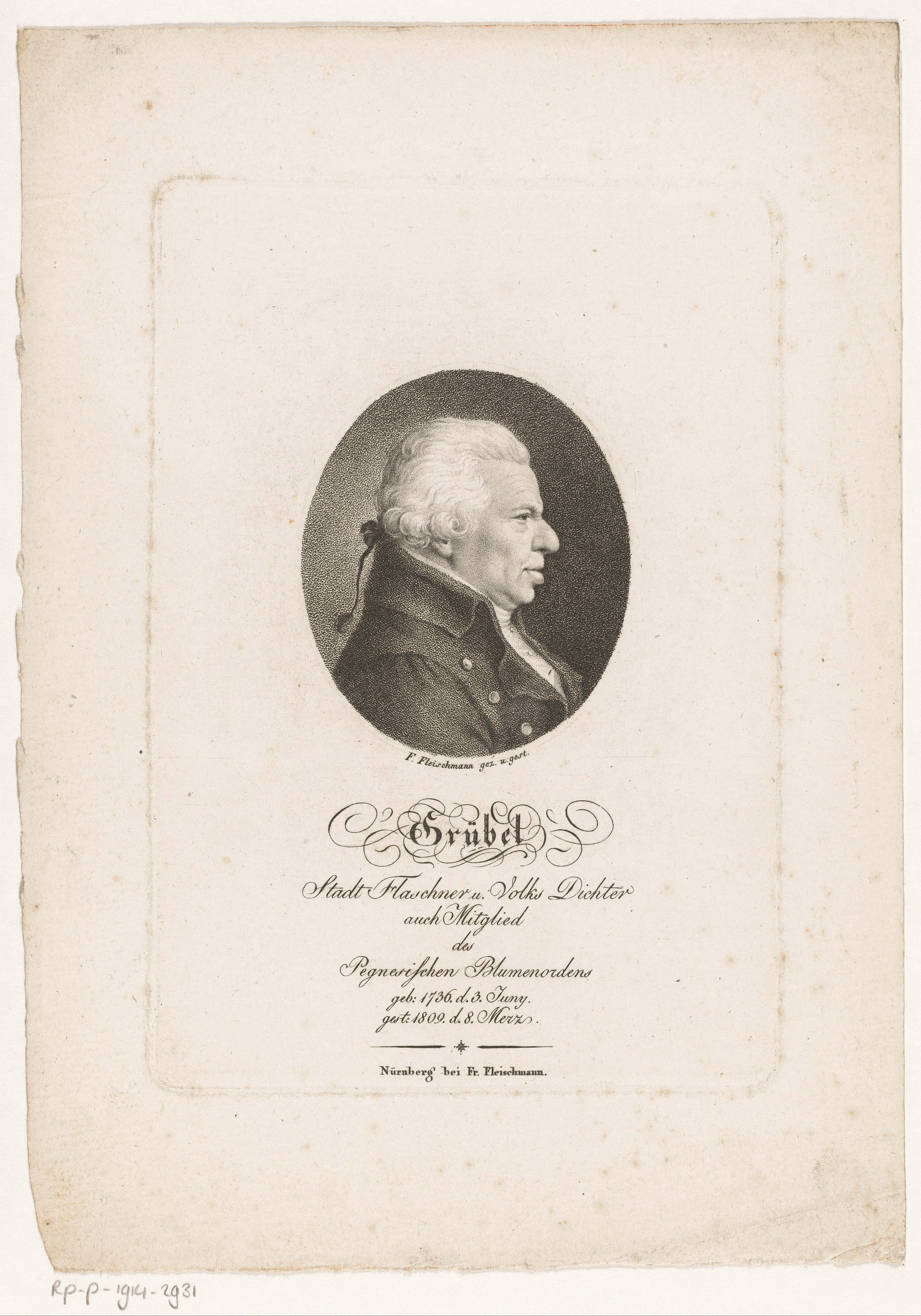 Portret van Johann Conrad Grübel