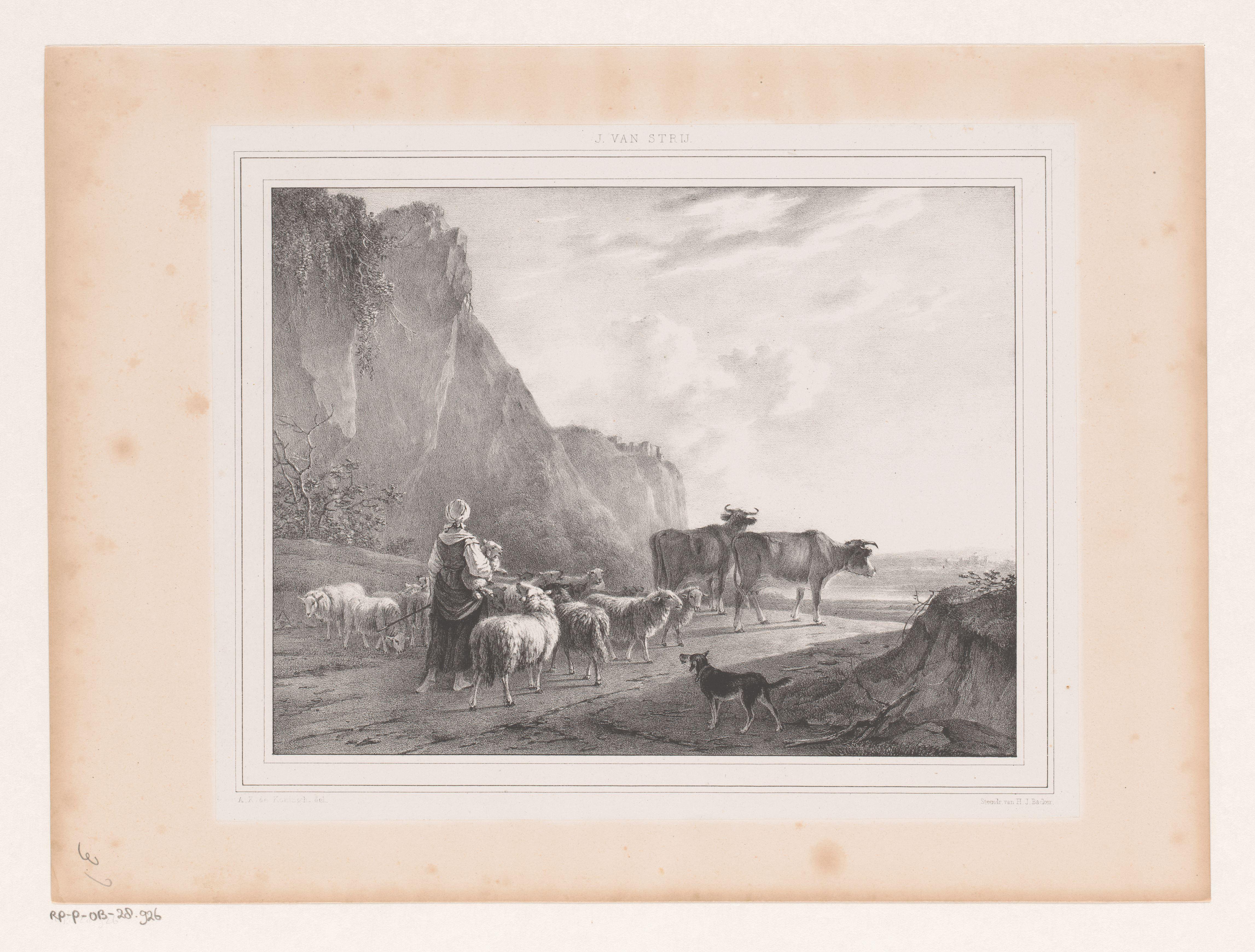Landschap met kudde en herderin