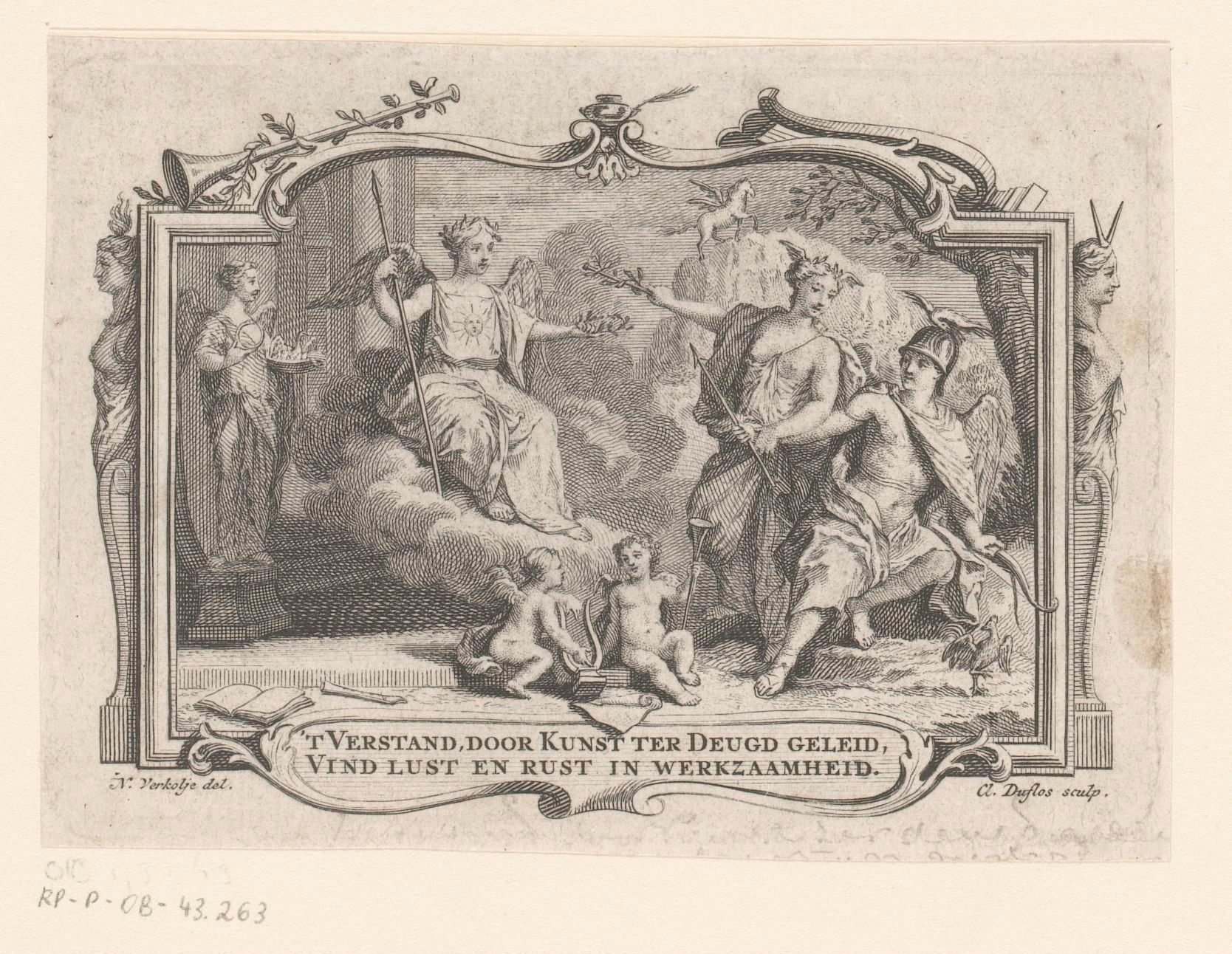 Allegorische voorstelling met Pegasus