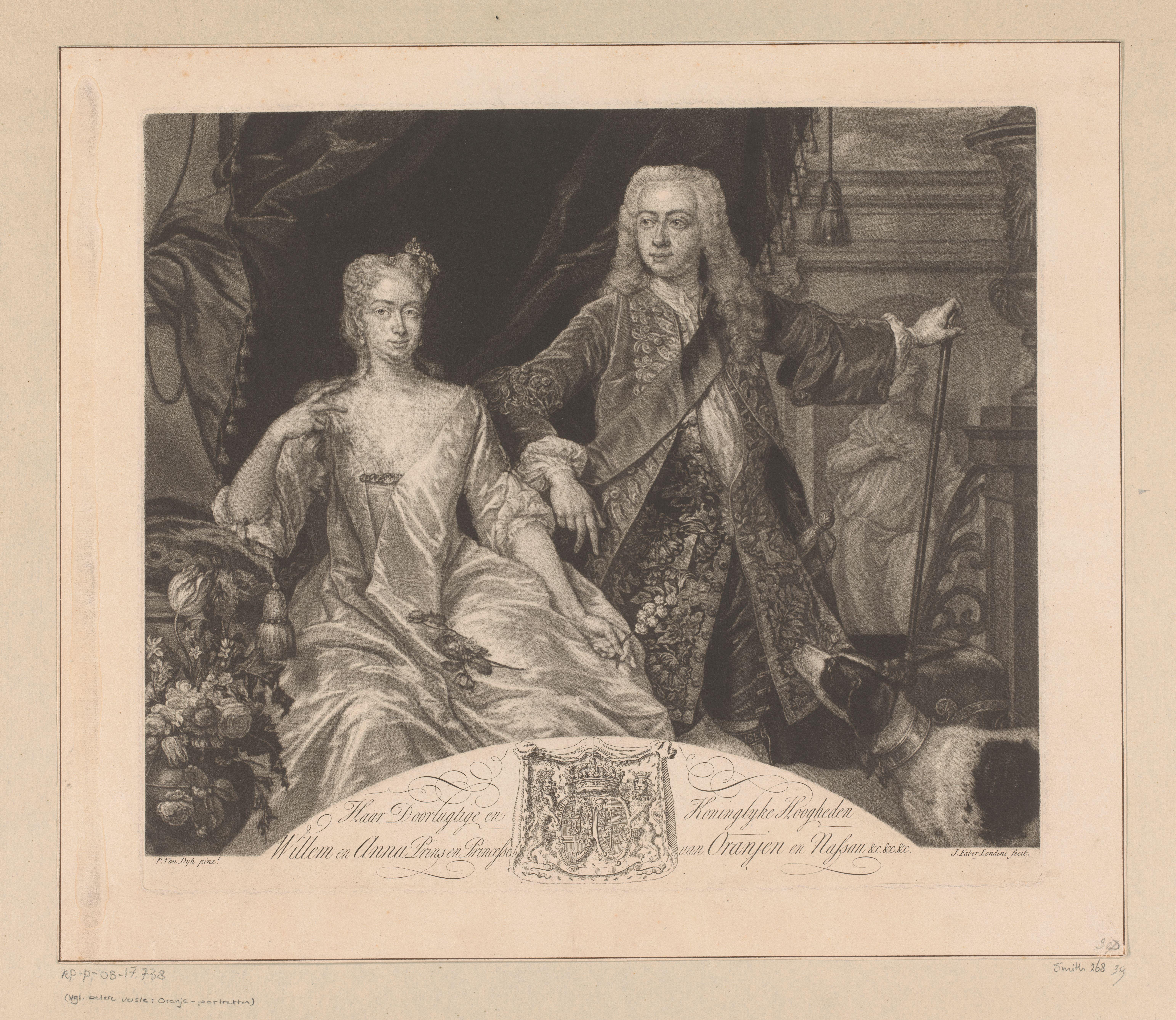 Portret van Anna van Hannover en Willem IV, stadhouder en prins van Oranje-Nassau