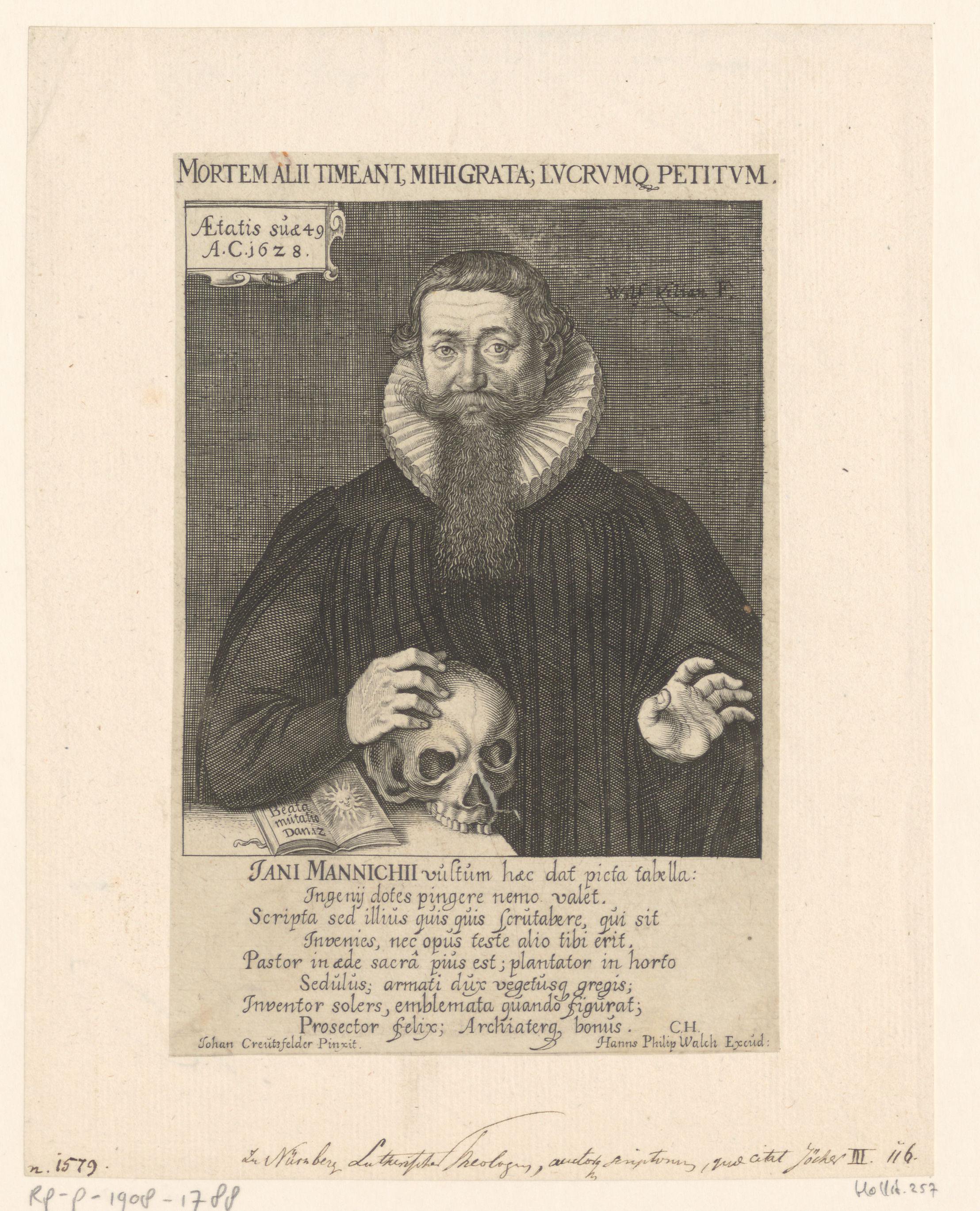 Portret van Johann Mannich op 49-jarige leeftijd