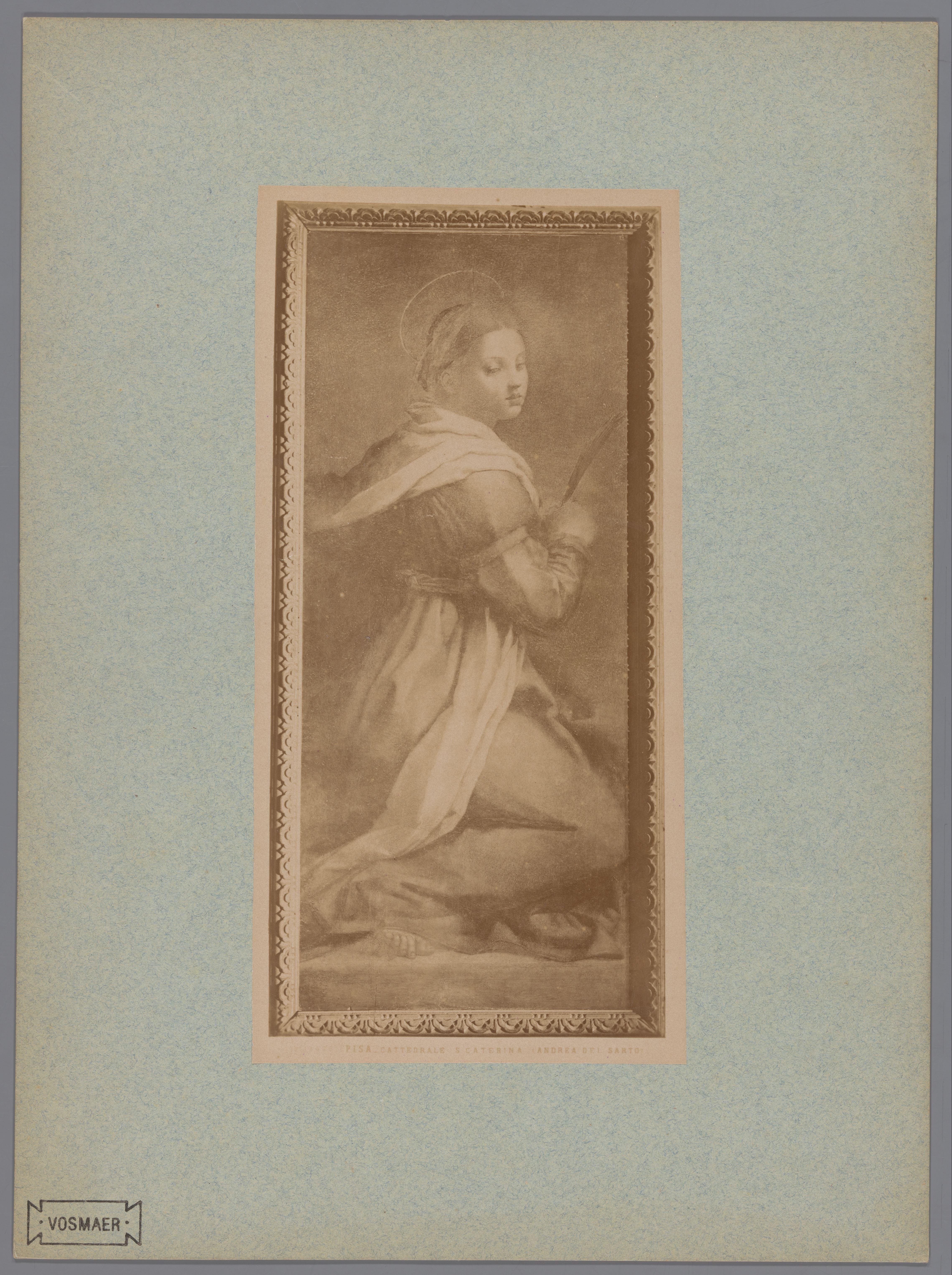 Fotoreproductie van het schilderij van Catharina van Alexandrië naar Andrea del Sarto in de kathedraal van Pisa, Italië
