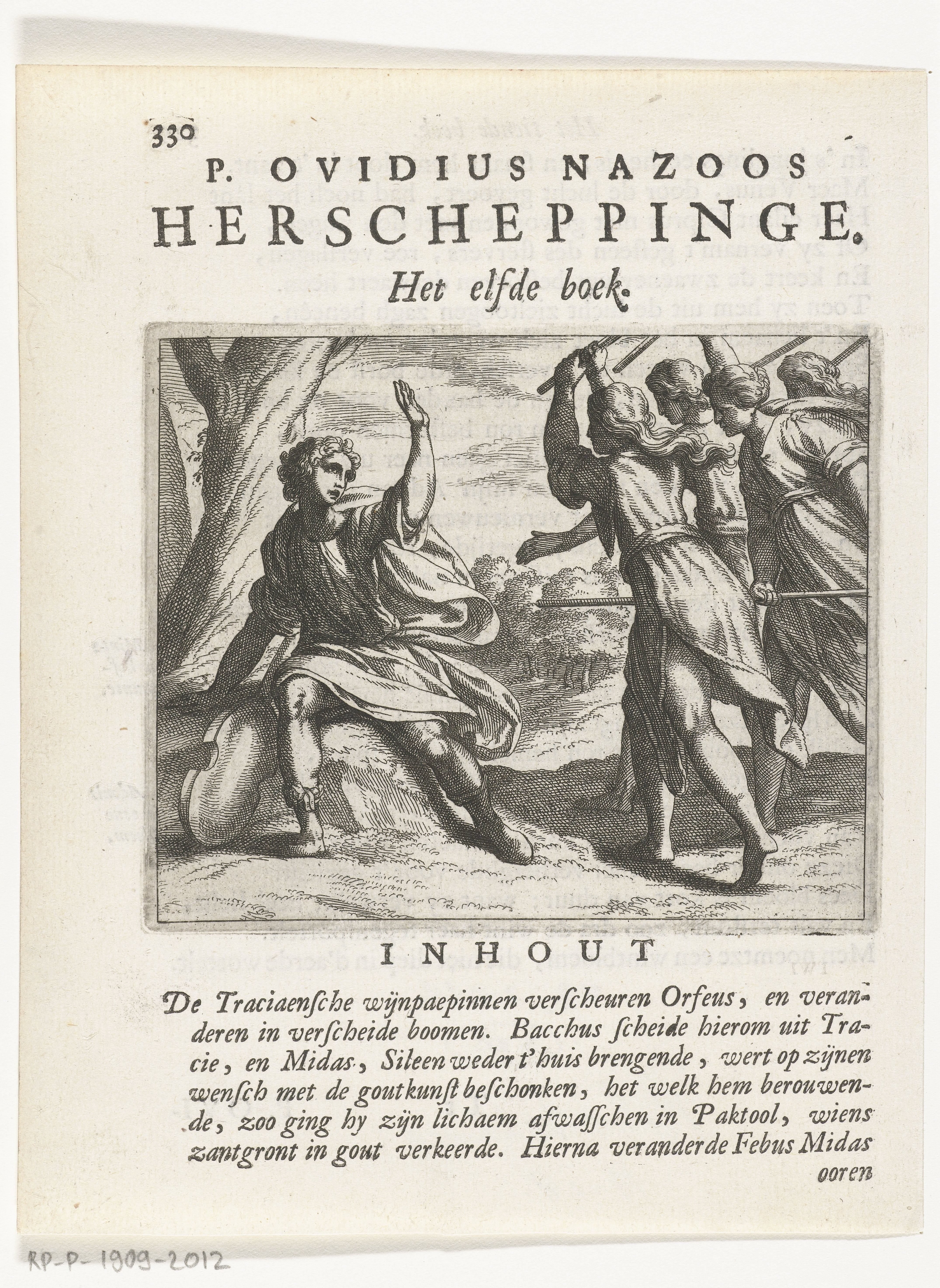 Orpheus wordt aangevallen door een groep vrouwen